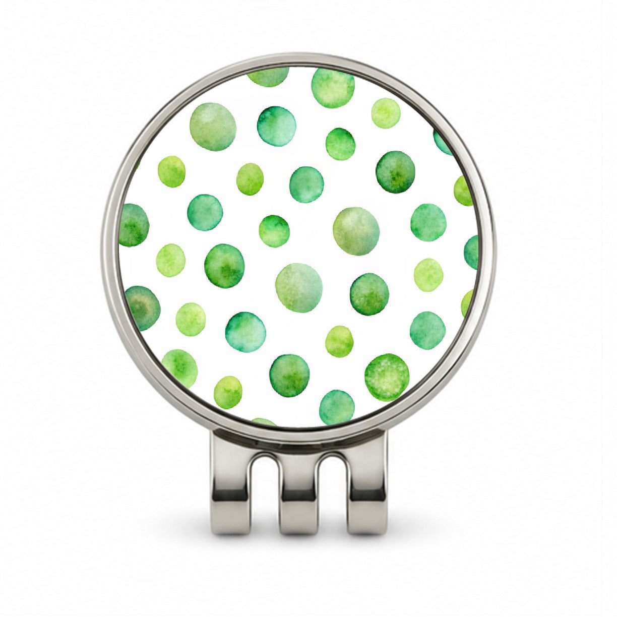 Green Polka Dots Fun White Background Golf Hat Clip with Ball Marker