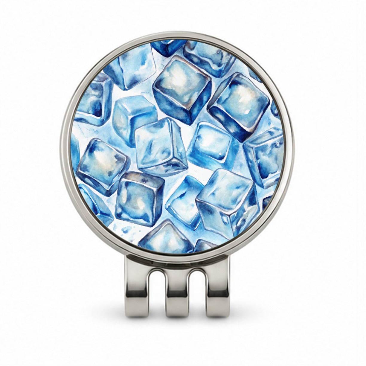 Ice Cubes Watercolor Golf Hat Clip with Ball Marker