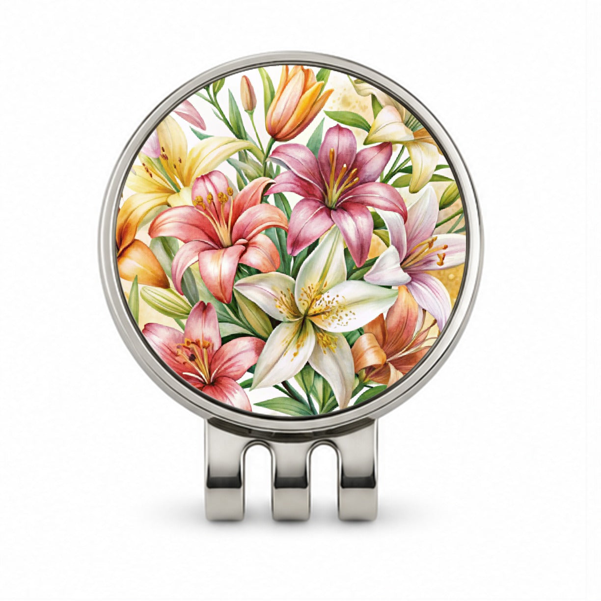 Lilies Lily Flower Watercolor Golf Hat Clip with Ball Marker