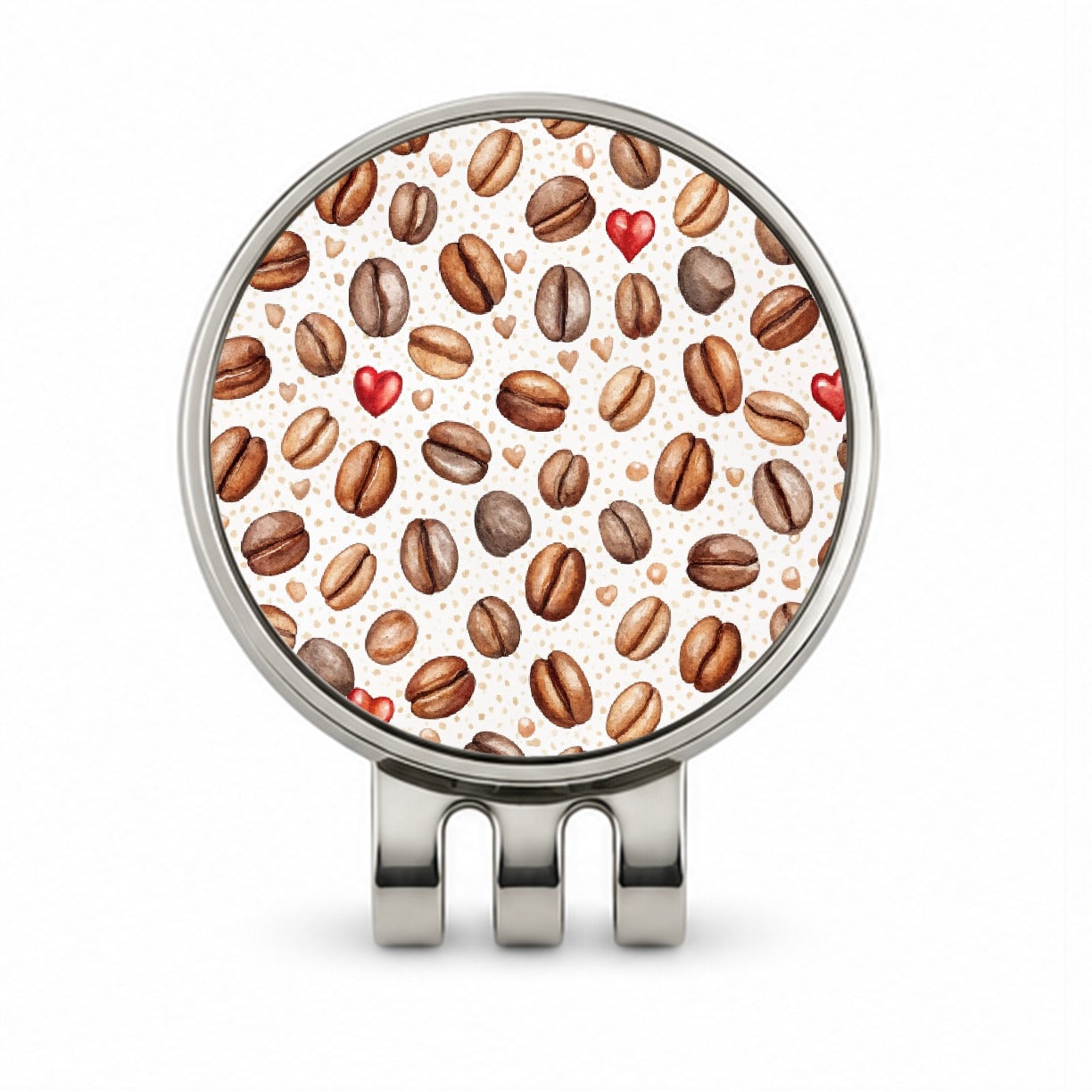 Lots Of Coffee Beans Hearts Golf Hat Clip with Ball Marker