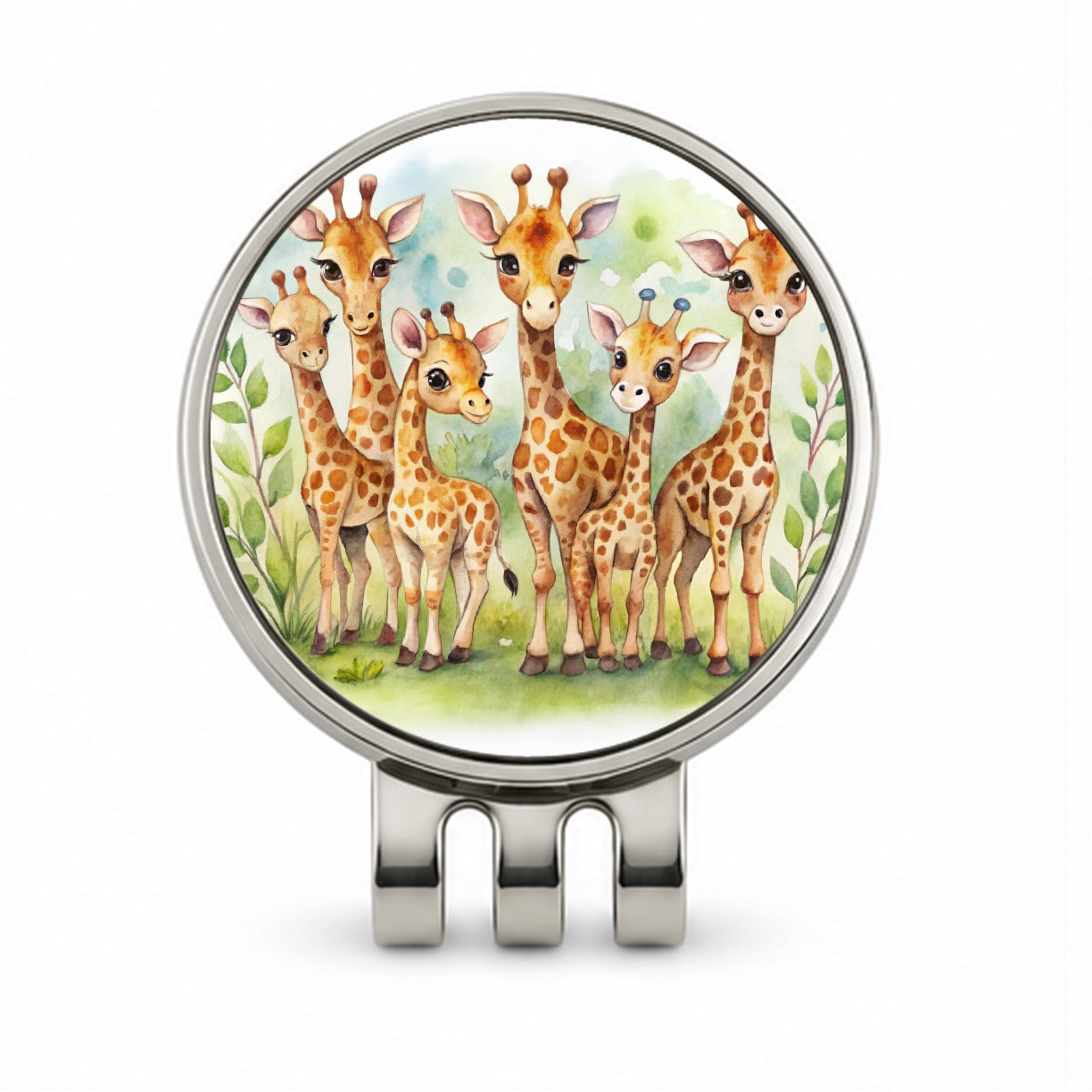 Lots Of Cute Giraffes Watercolor Golf Hat Clip with Ball Marker