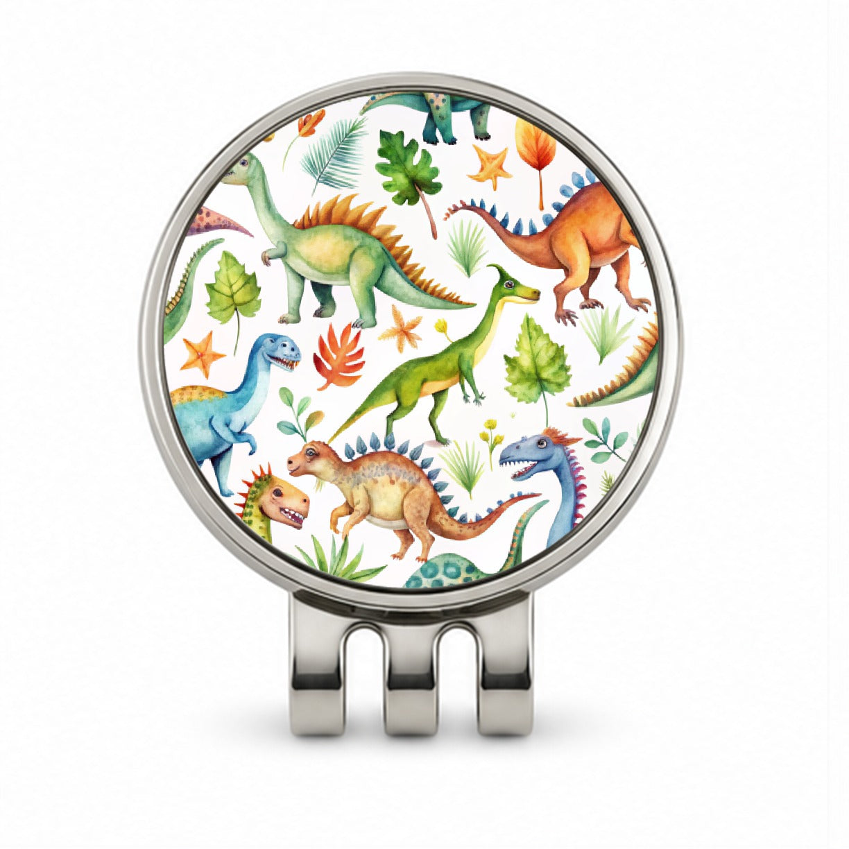 Lots Of Dinosaurs Watercolor Golf Hat Clip with Ball Marker