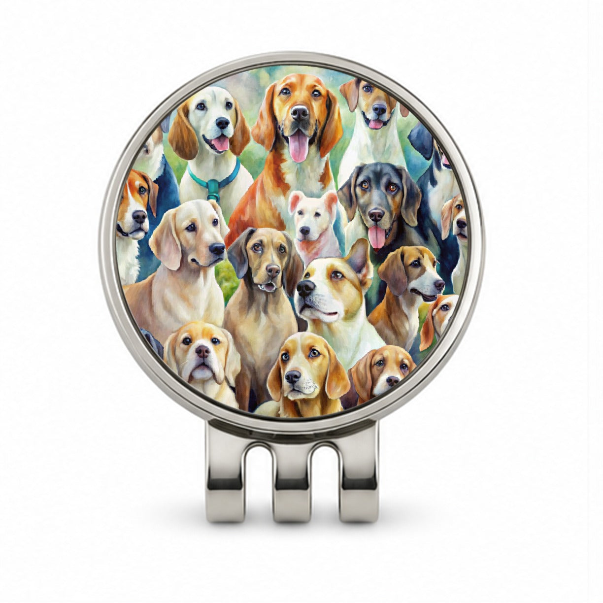 Lots Of Dogs Watercolor Golf Hat Clip with Ball Marker