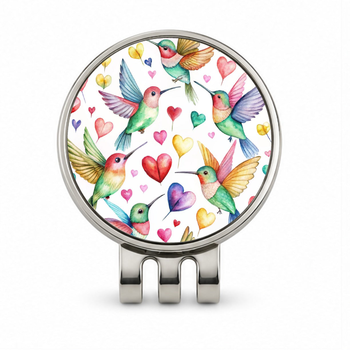 Lots Of Hummingbirds And Hearts Golf Hat Clip with Ball Marker
