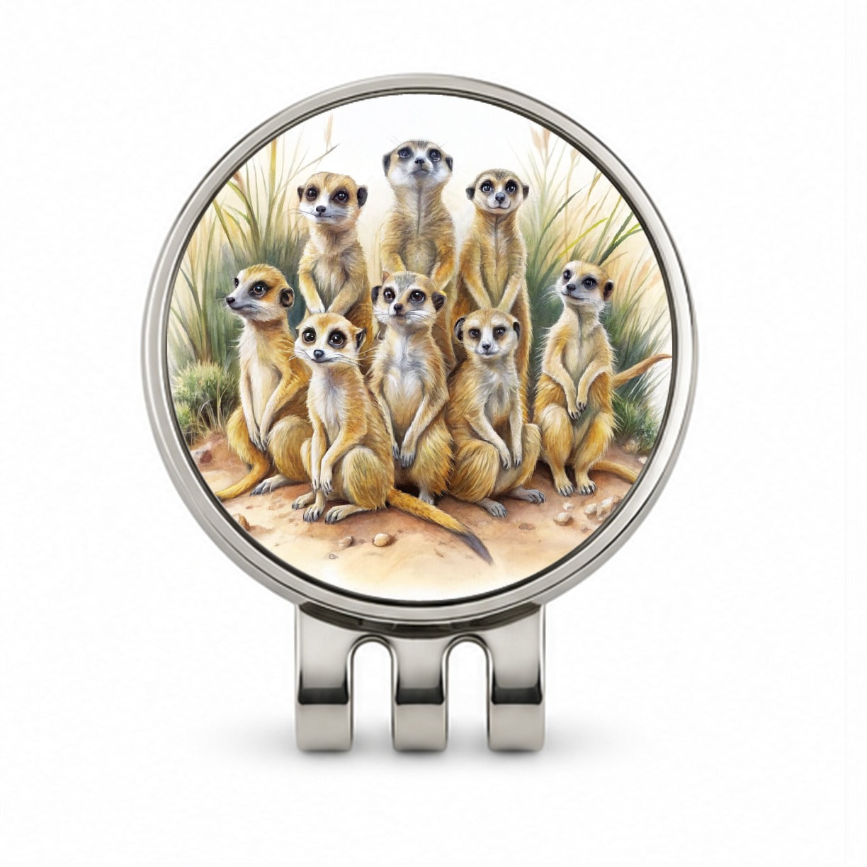 Lots Of Meerkats Watercolor Golf Hat Clip with Ball Marker