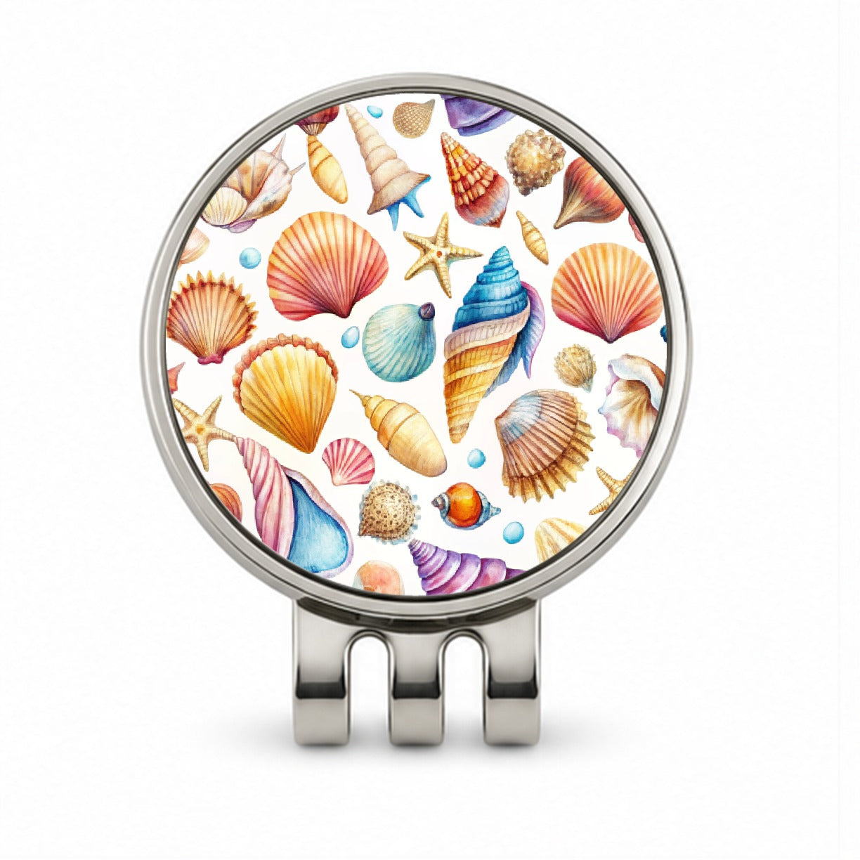 Lots Of Shells Beach Ocean Golf Hat Clip with Ball Marker