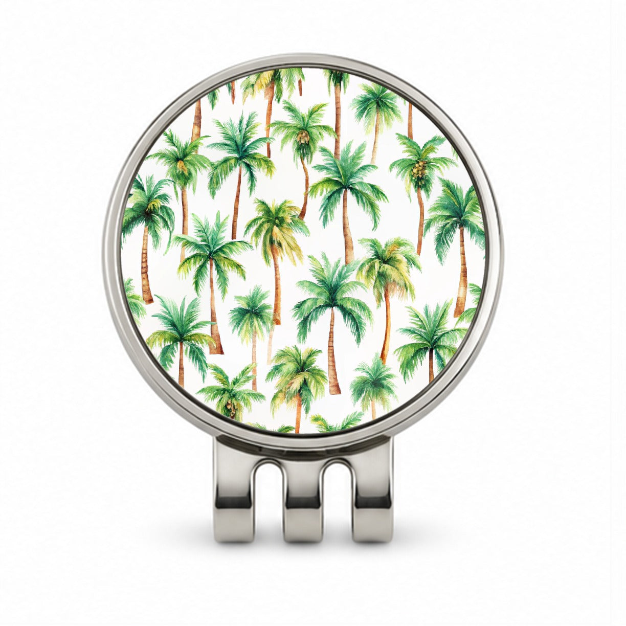 Palm Trees Pattern Watercolor Golf Hat Clip with Ball Marker