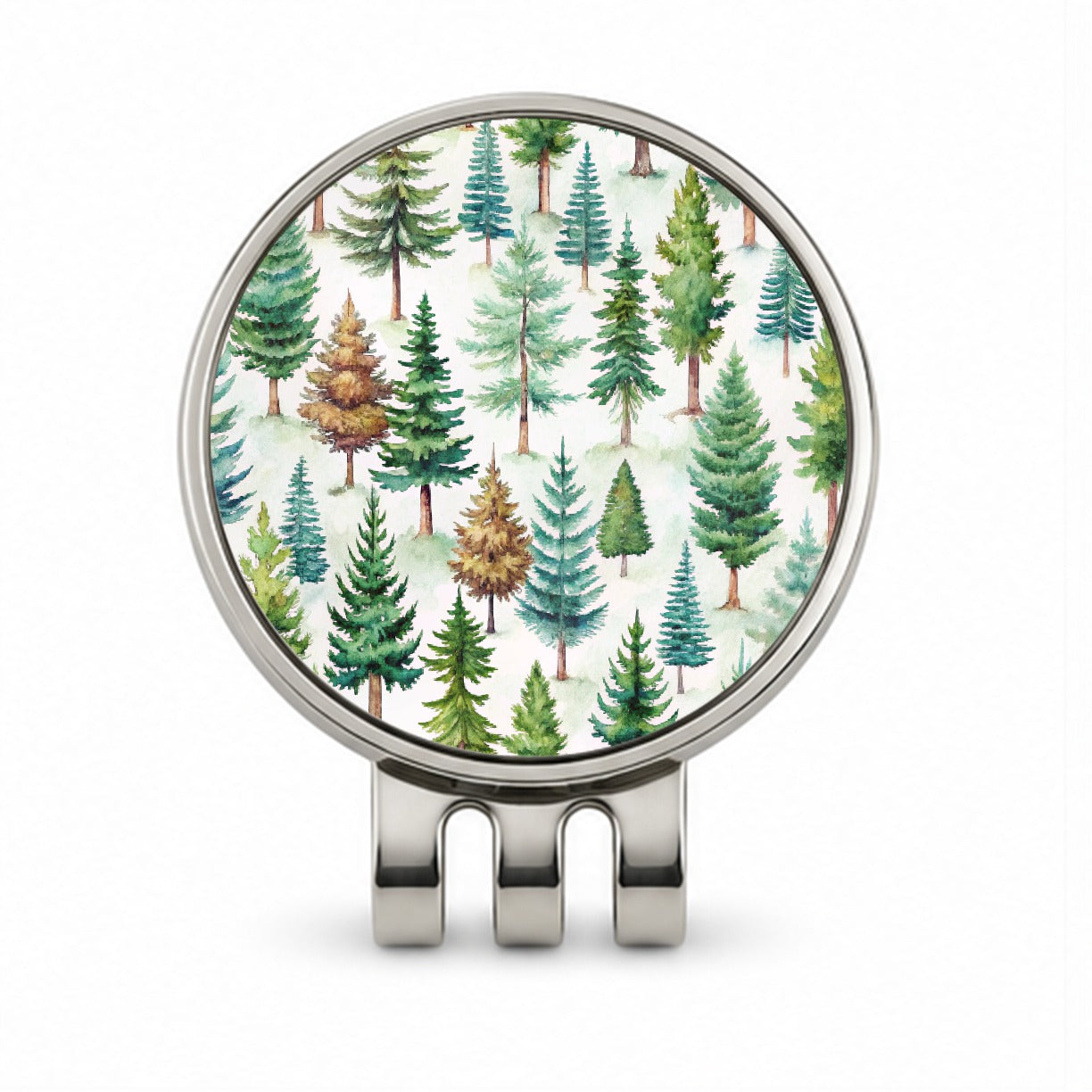 Pine Trees Forest Golf Hat Clip with Ball Marker