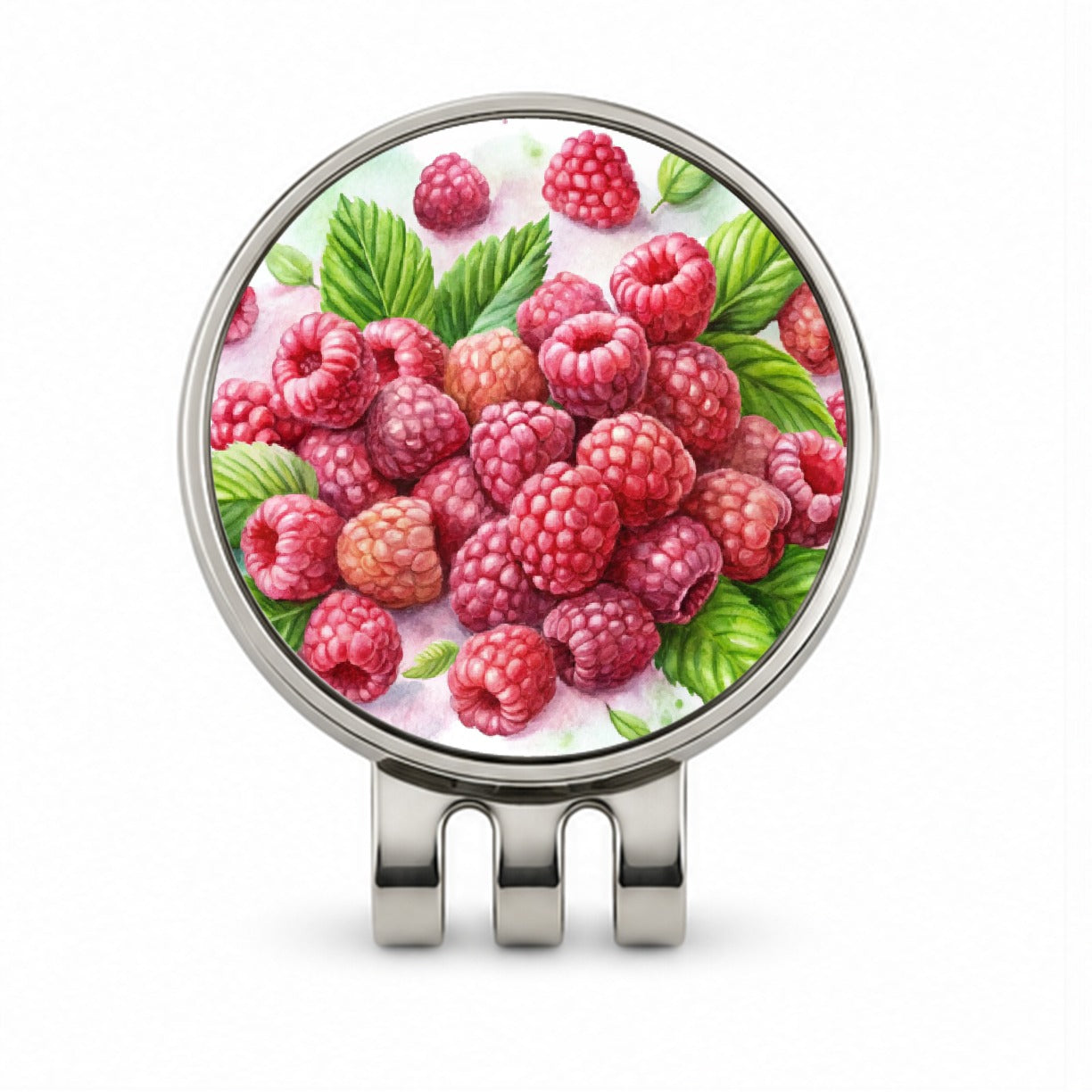 Raspberries Fruit Watercolor Golf Hat Clip with Ball Marker
