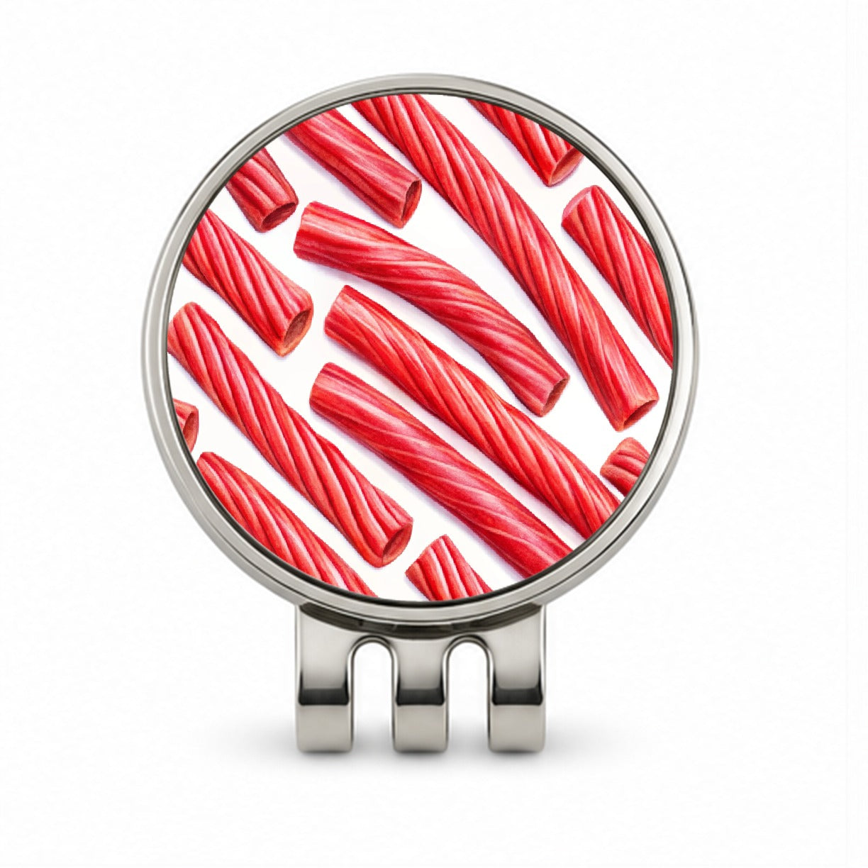 Red Licorice Golf Hat Clip with Ball Marker