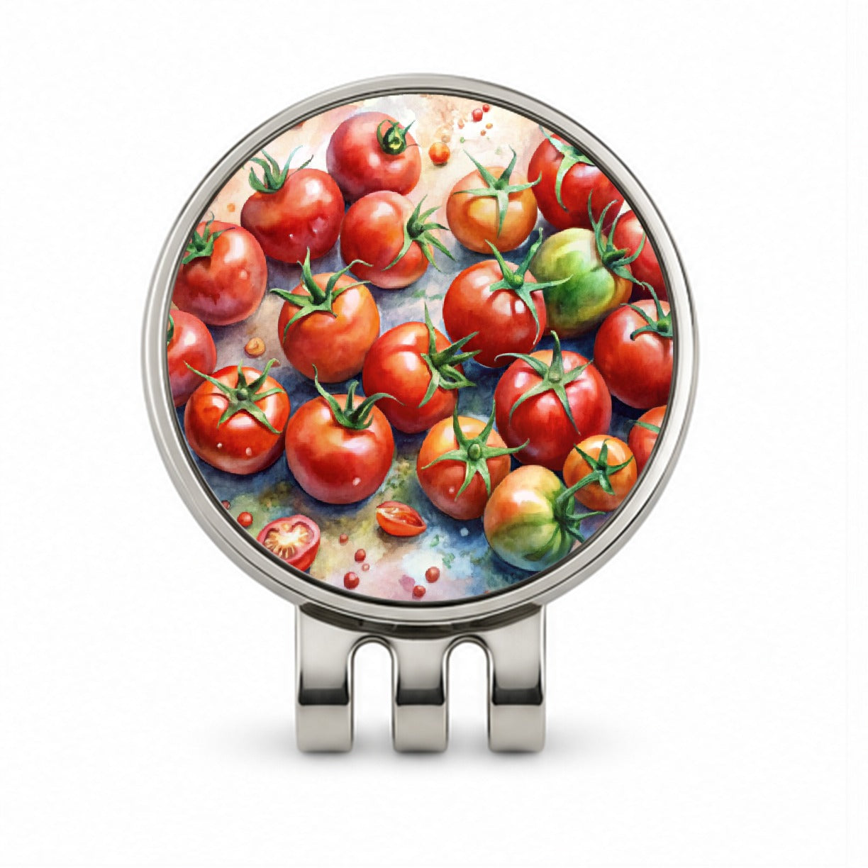 Tomatoes Watercolor Golf Hat Clip with Ball Marker