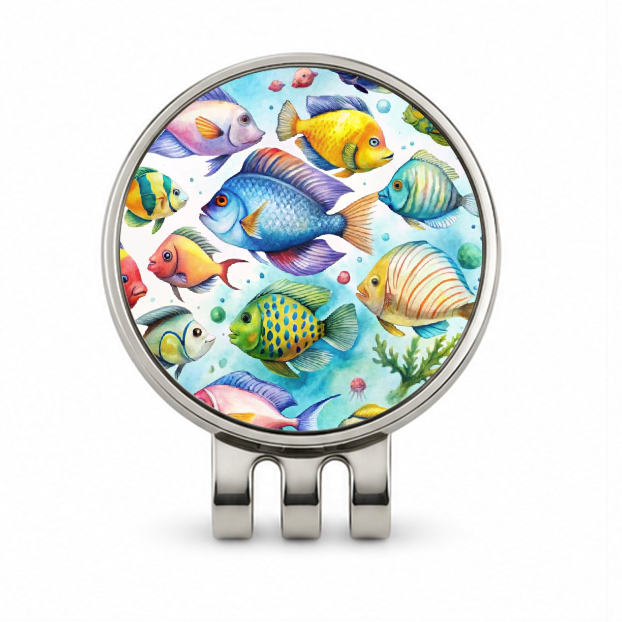 Tropical Fish Swimming Ocean Golf Hat Clip with Ball Marker