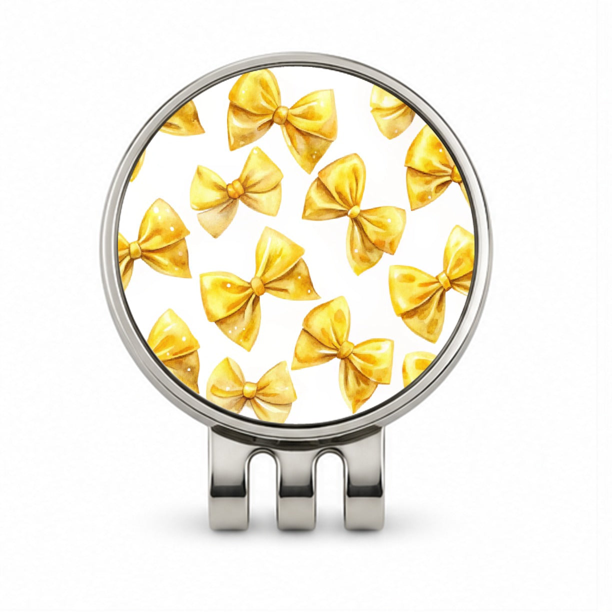 Yellow Coquette Bows Watercolor Golf Hat Clip with Ball Marker