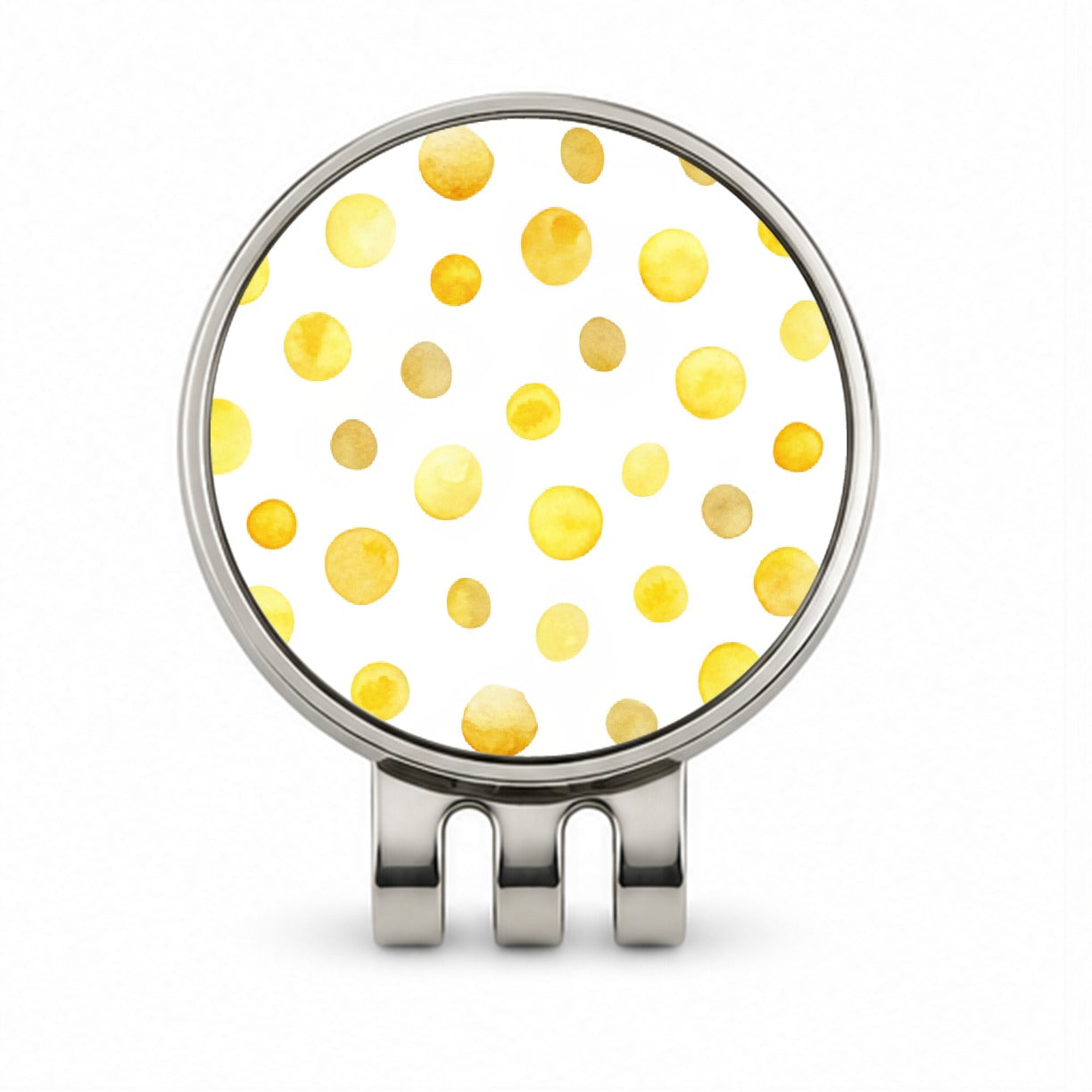 Yellow Polka Dots Fun White Background Golf Hat Clip with Ball Marker