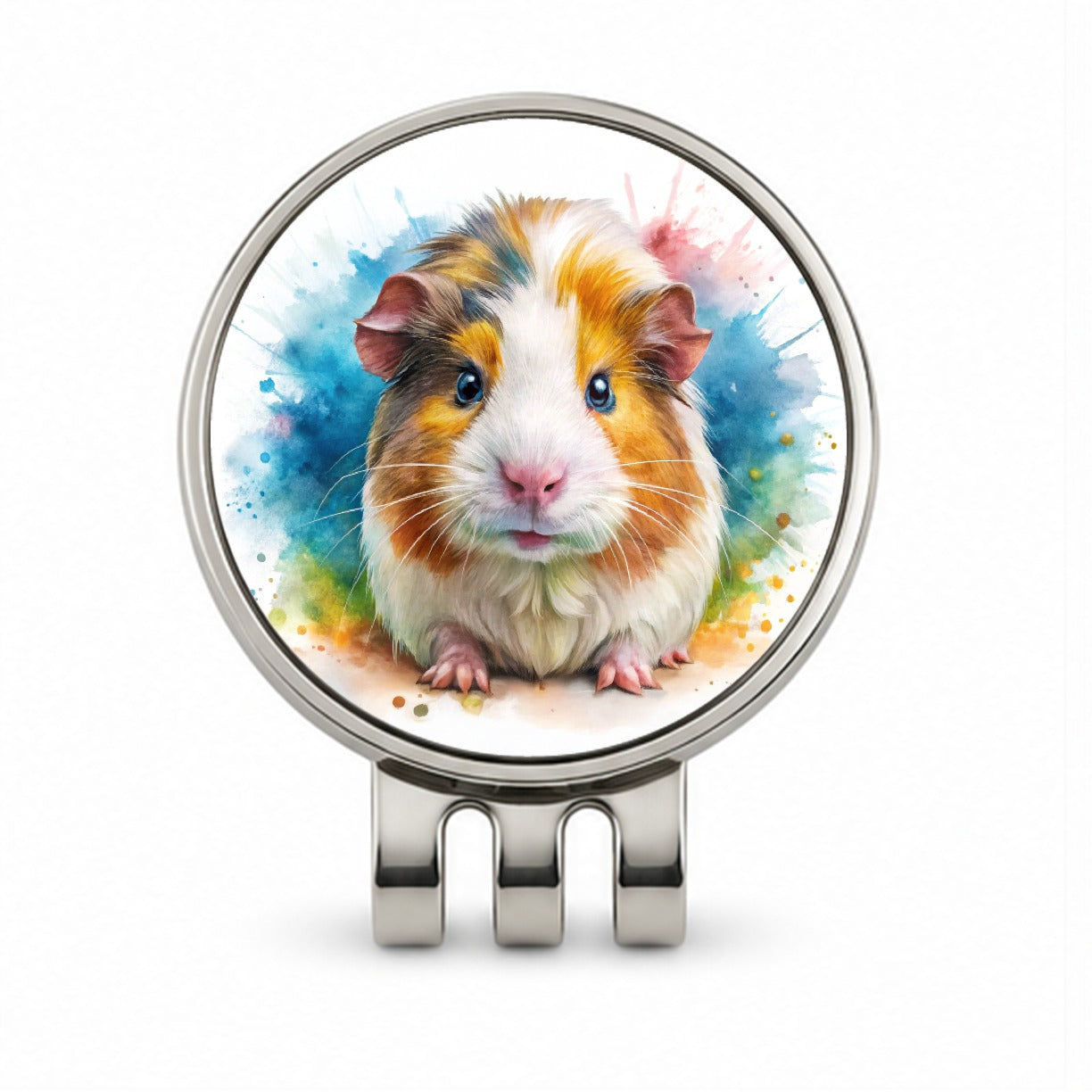 Angry Mad Guinea Pig Watercolor Golf Hat Clip with Ball Marker