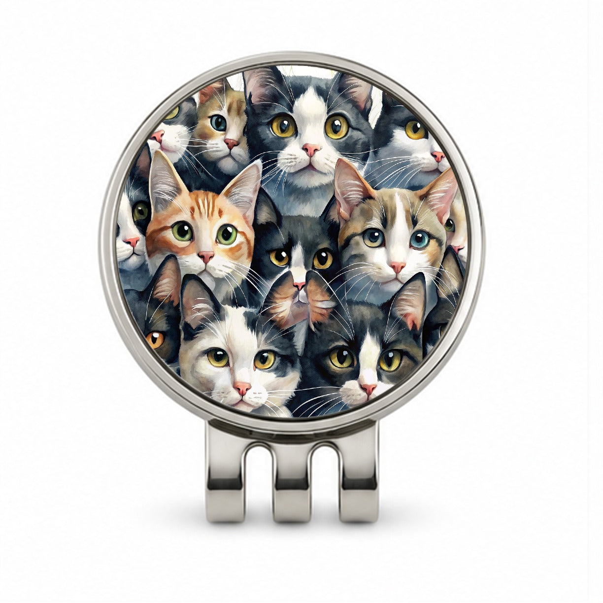 Cartoon Black And White Cats Golf Hat Clip with Ball Marker