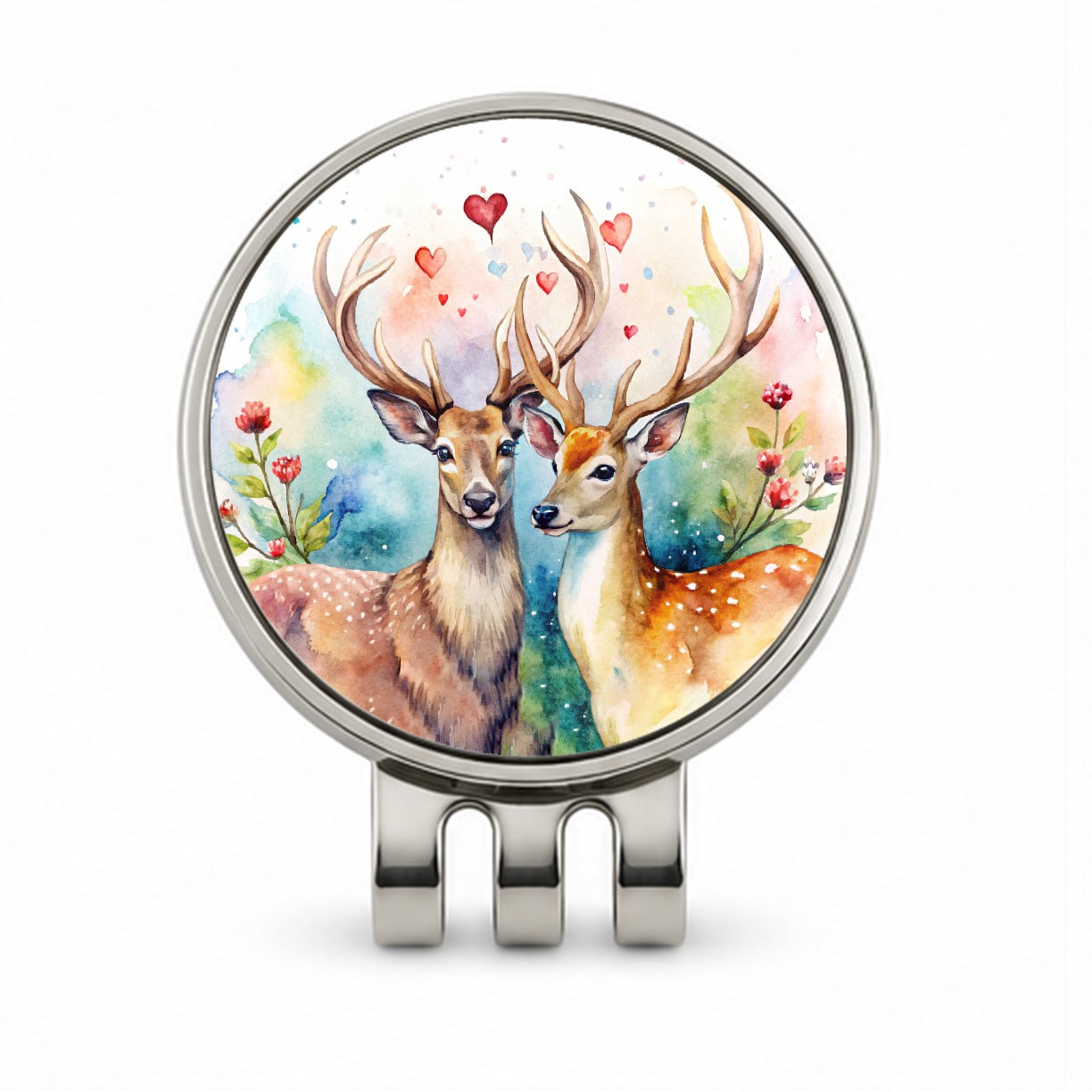 Deer In Love Valentine's Day Golf Hat Clip with Ball Marker