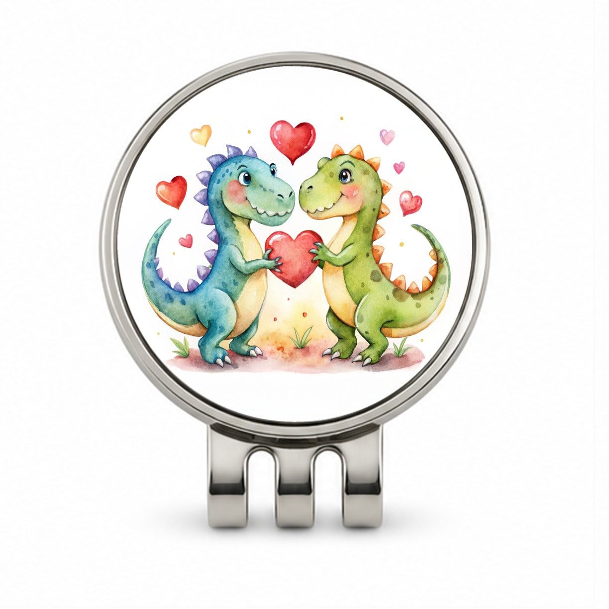 Dinosaurs In Love With Hearts Valentine's Day Golf Hat Clip with Ball Marker