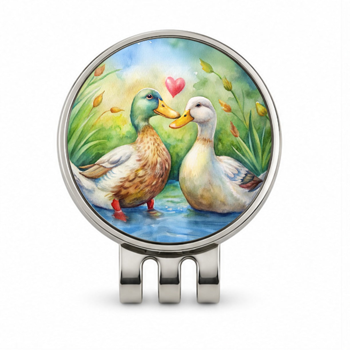 Ducks In Love Heart Valentine's Day Golf Hat Clip with Ball Marker