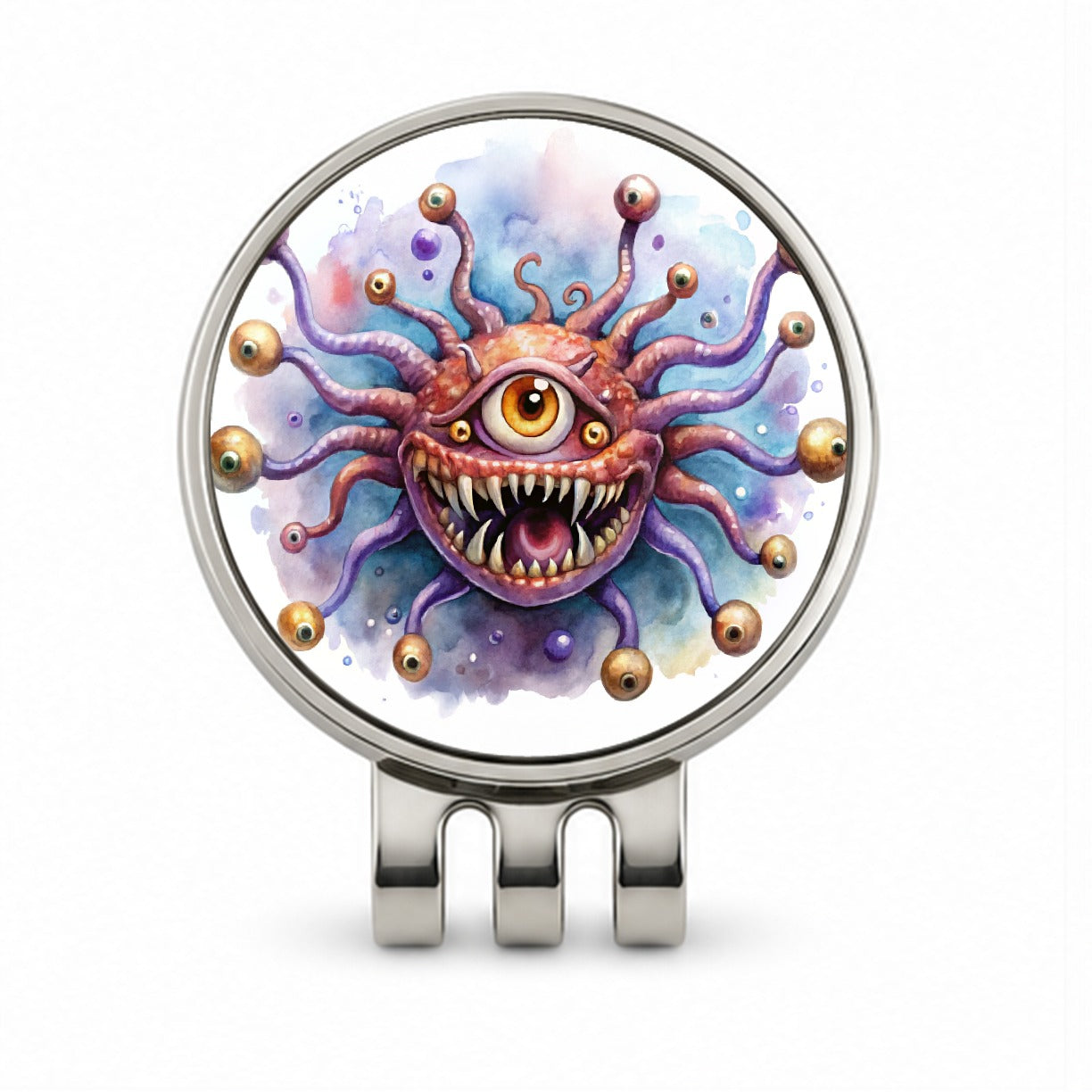 Fantasy Creature Monster Beholder Watercolor Golf Hat Clip with Ball Marker