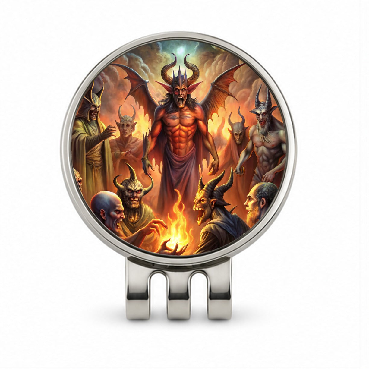 Fantasy Demon Congregation By Firelight Golf Hat Clip with Ball Marker