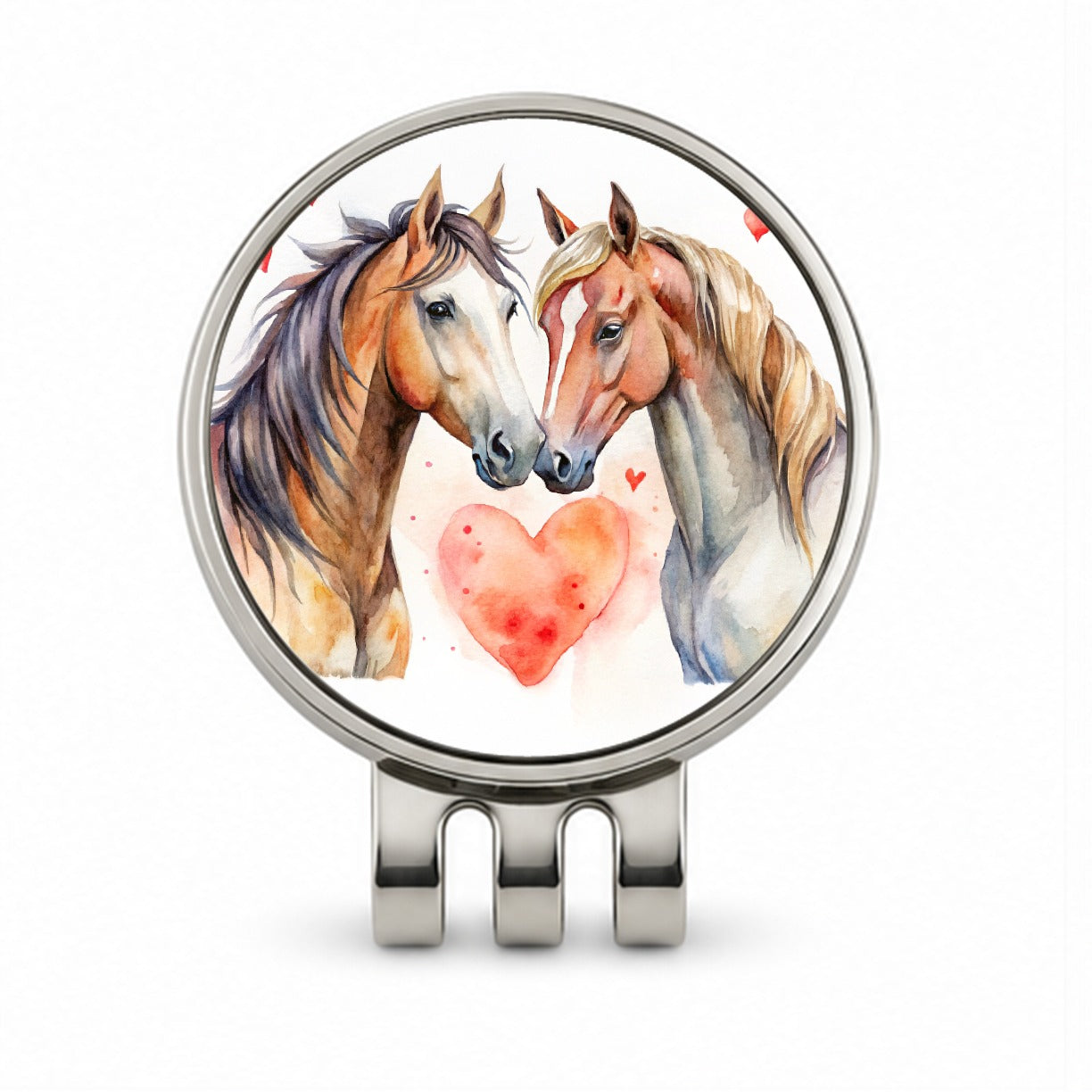 Horses In Love Heart Valentine's Day Golf Hat Clip with Ball Marker