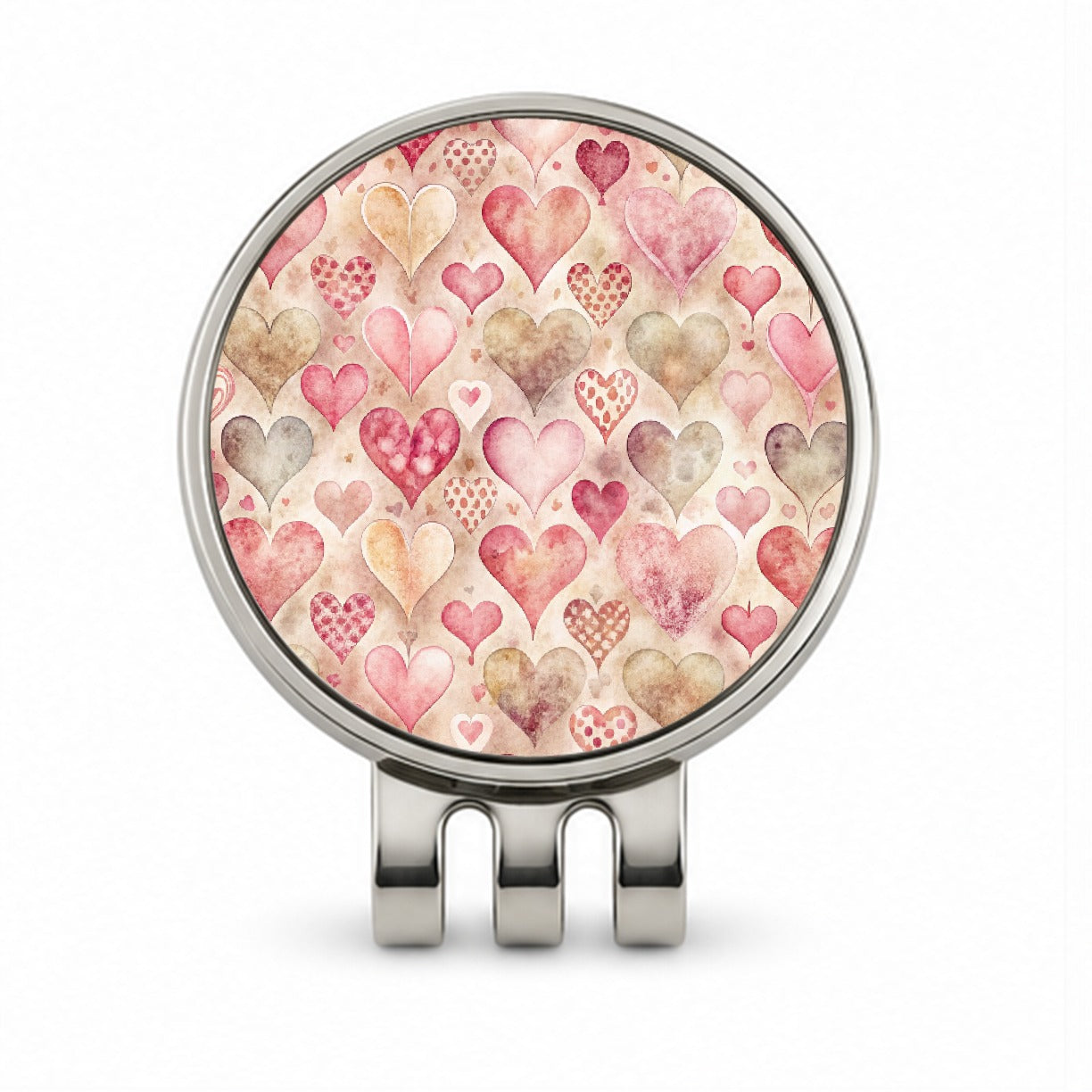 Kitschy Valentine's Day Hearts Pattern Golf Hat Clip with Ball Marker