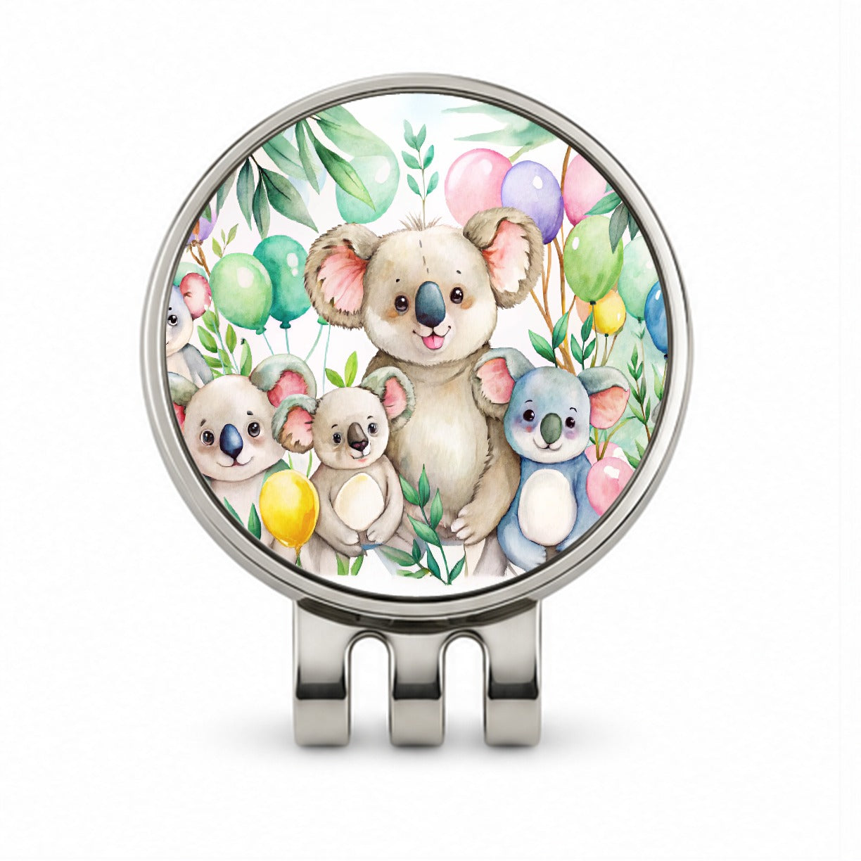 Koalas Having A Birthday Party Watercolor Golf Hat Clip with Ball Marker