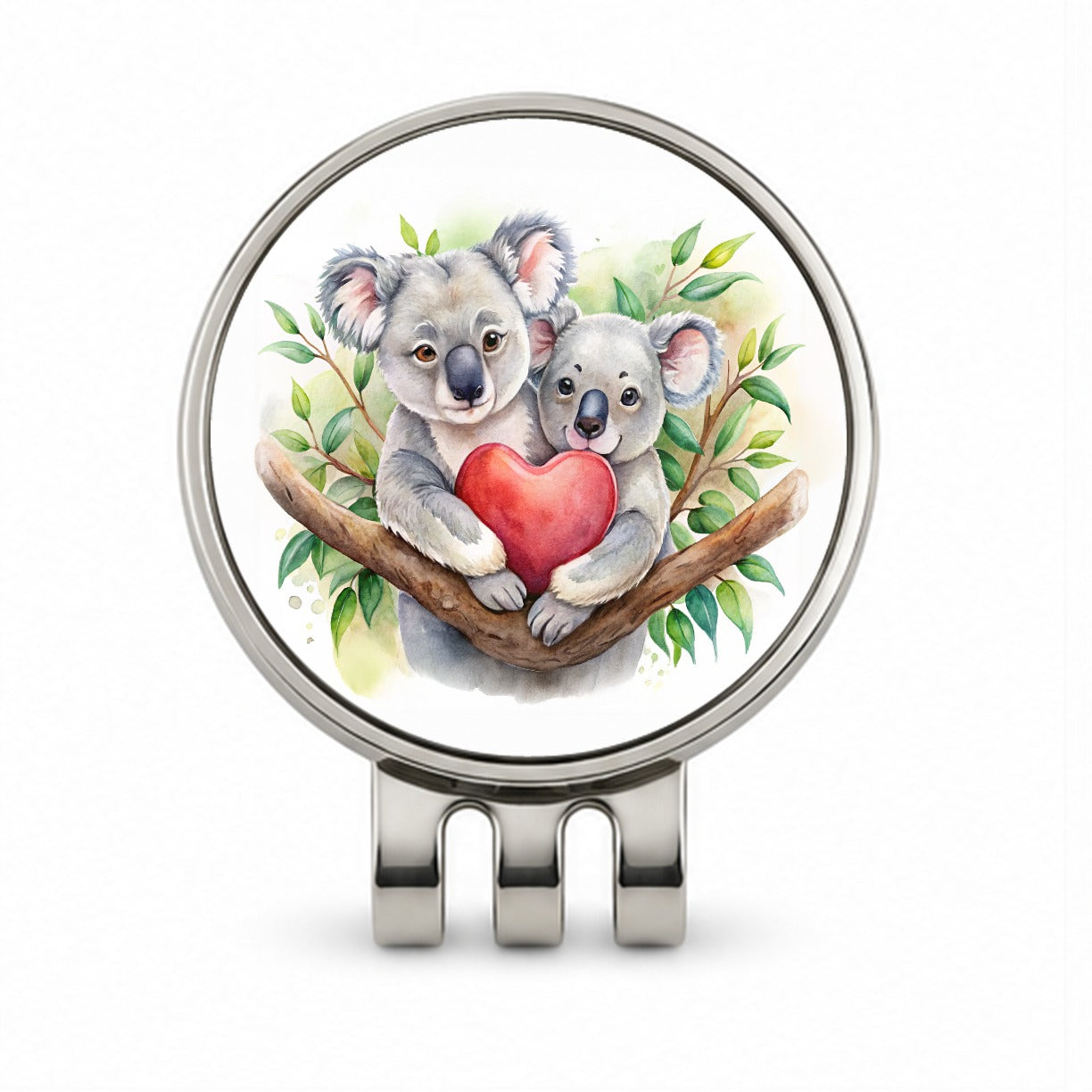 Koalas In Love Heart Valentine's Day Golf Hat Clip with Ball Marker