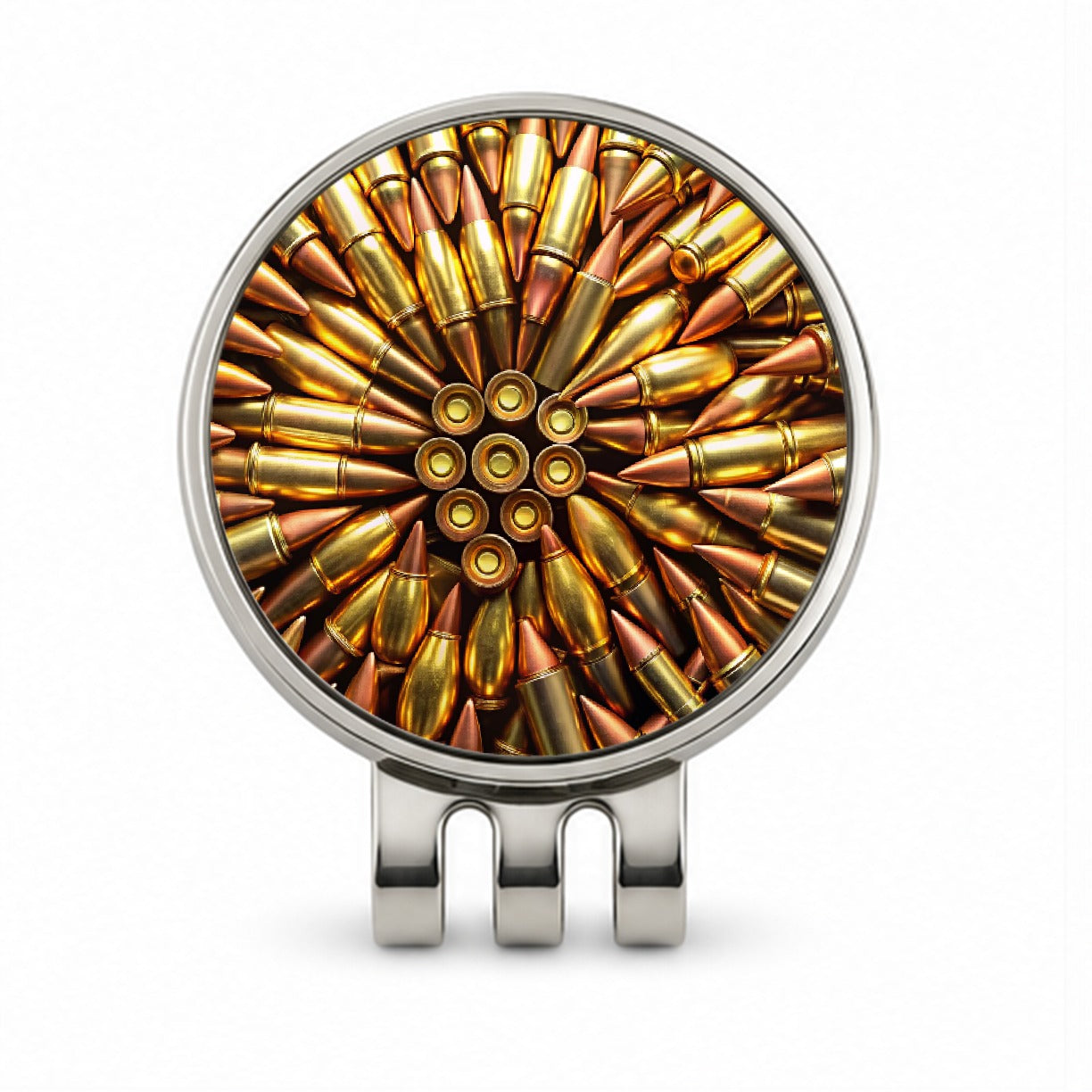 Lots Of Bullets Pattern Golf Hat Clip with Ball Marker