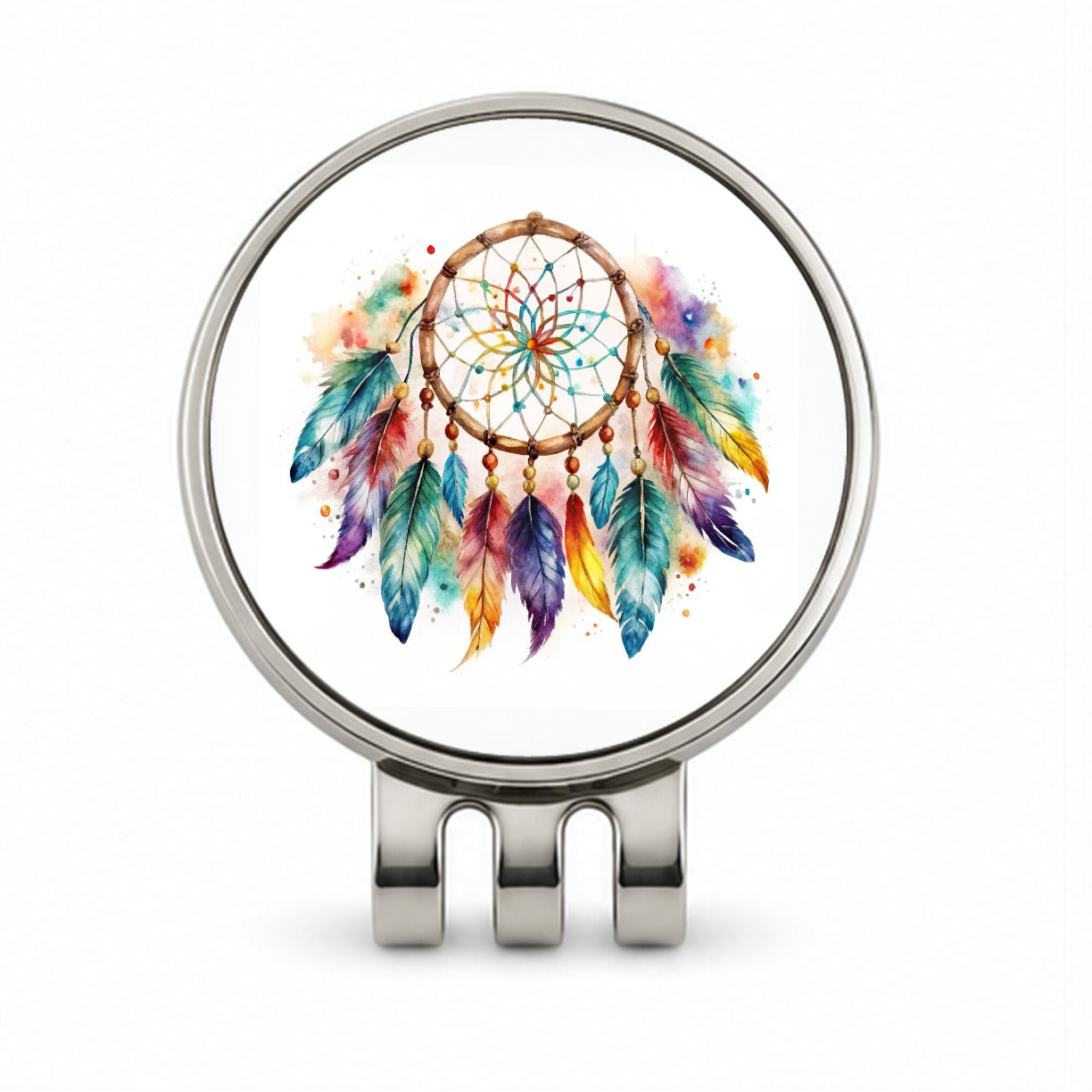 Native American Indian Dreamcatcher Watercolor Golf Hat Clip with Ball Marker