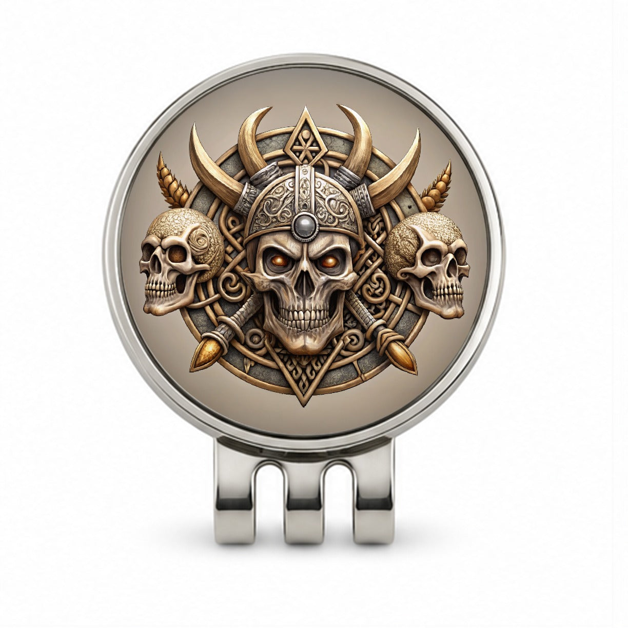Norse Viking Symbols With Skulls Golf Hat Clip with Ball Marker