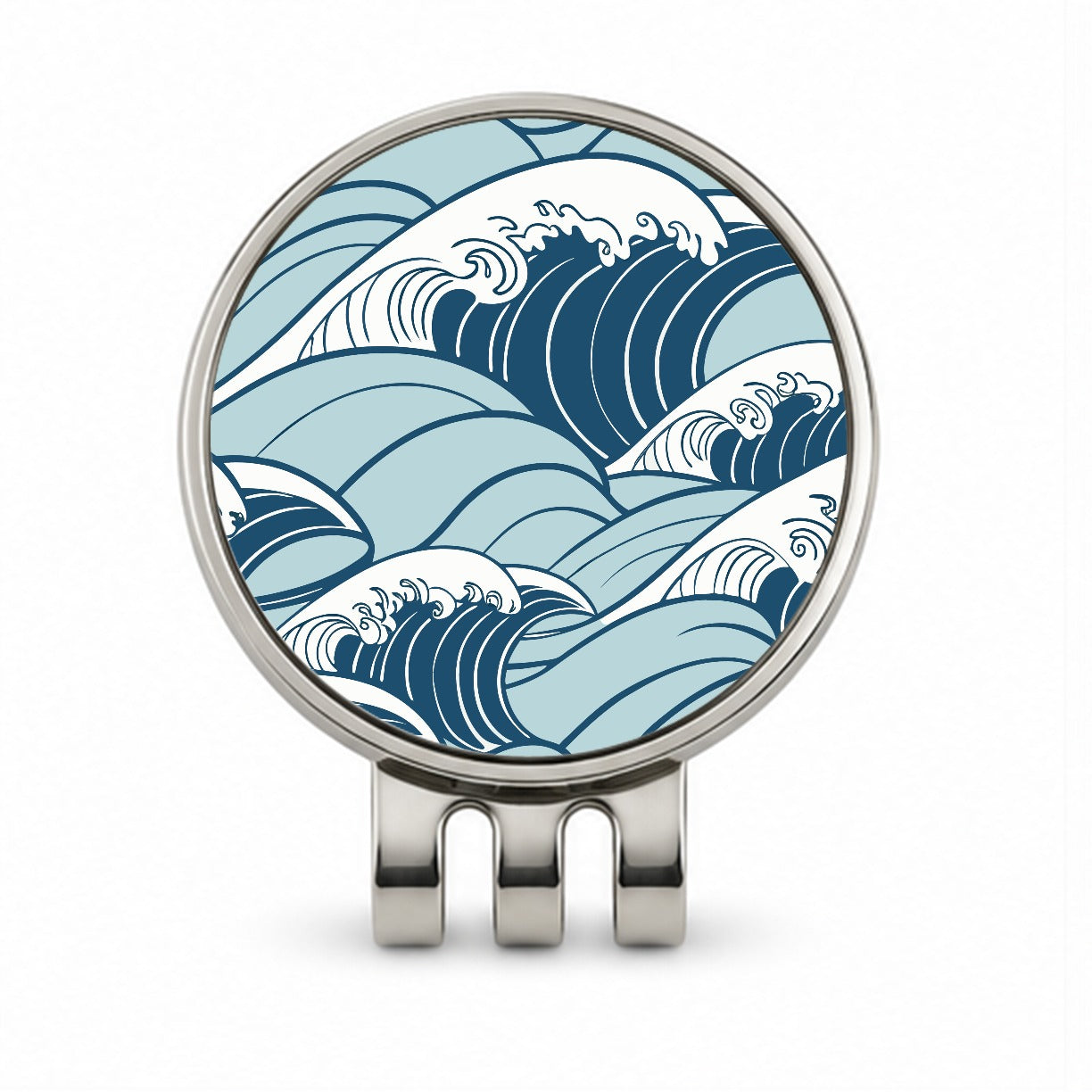 Ocean Waves Japanese Style Golf Hat Clip with Ball Marker
