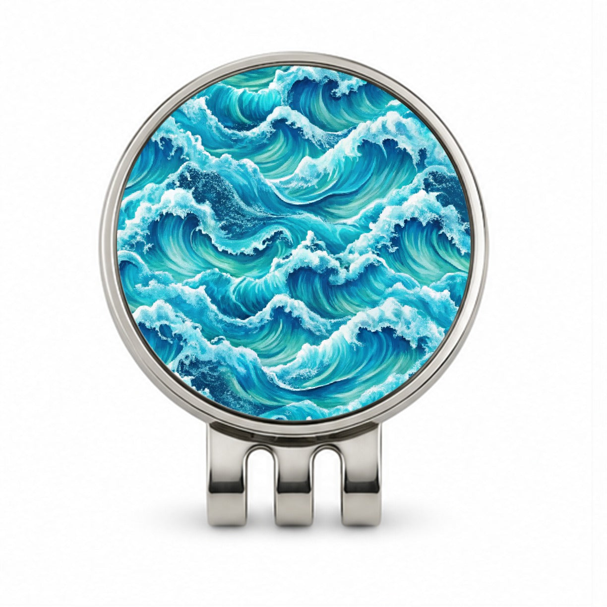Ocean Waves Pattern Golf Hat Clip with Ball Marker