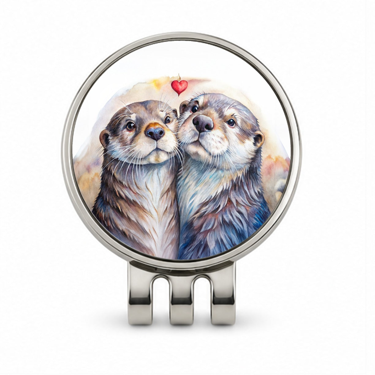 Otters In Love Heart Valentine's Day Golf Hat Clip with Ball Marker