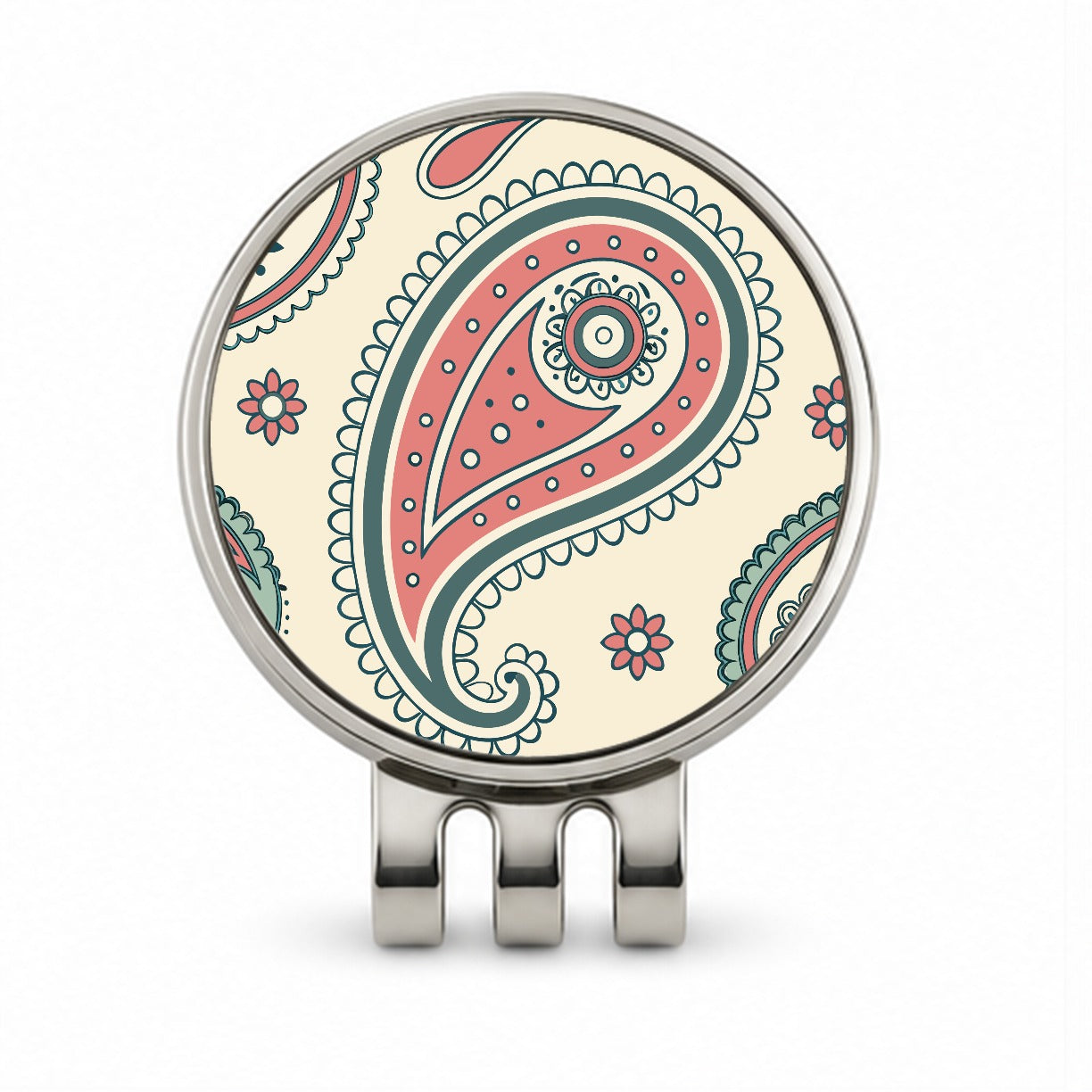 Paisley Pattern Golf Hat Clip with Ball Marker