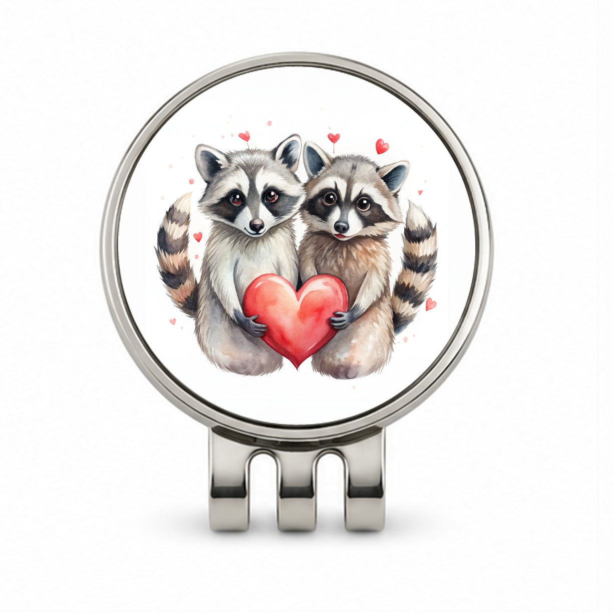 Raccoons In Love With Hearts Valentine's Day Golf Hat Clip with Ball Marker
