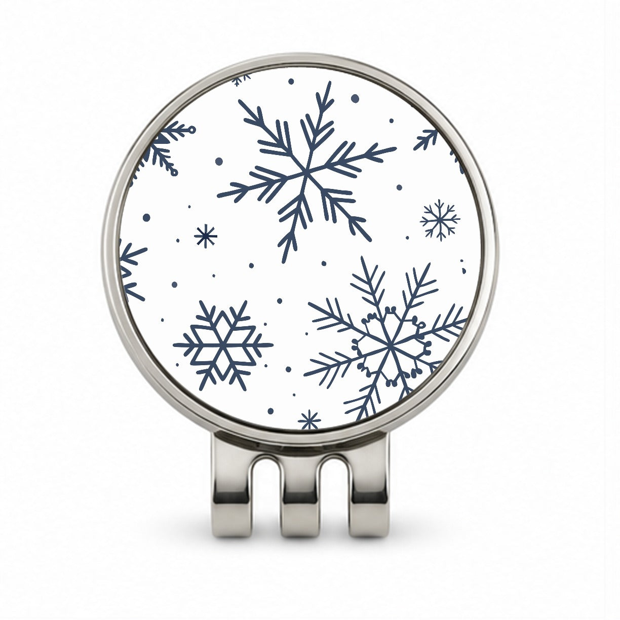 Scattered Snowflakes Winter Christmas Golf Hat Clip with Ball Marker