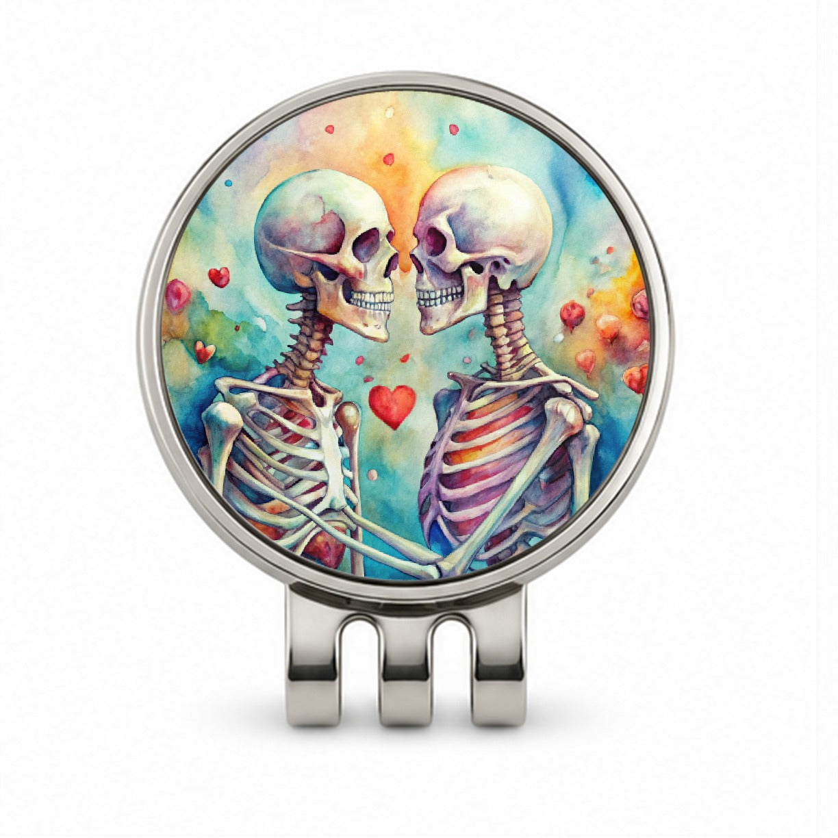 Skeletons In Love Hearts Valentine's Day Golf Hat Clip with Ball Marker