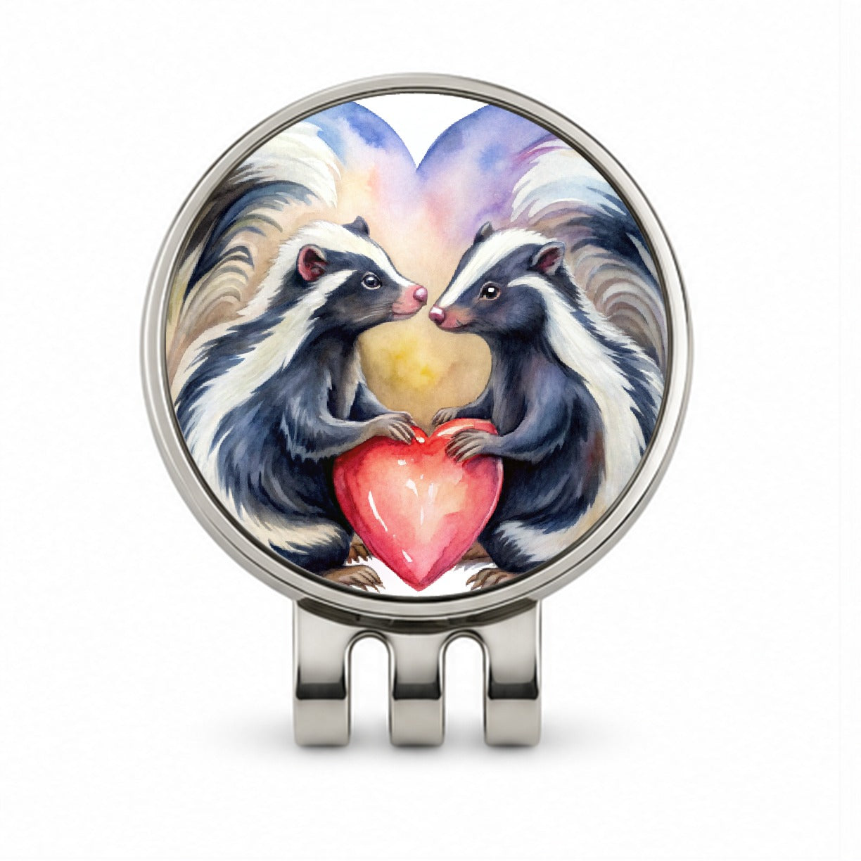 Skunks In Love Hearts Valentine's Day Golf Hat Clip with Ball Marker
