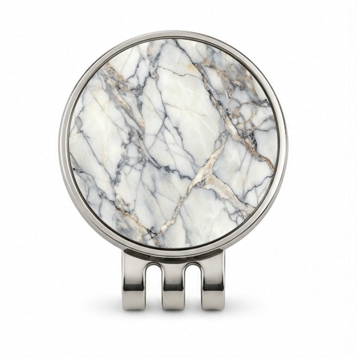 Sleek Faux Marble Golf Hat Clip with Ball Marker