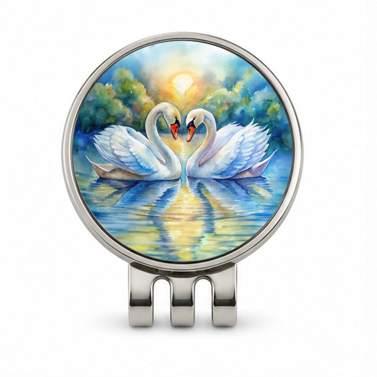 Swans In Love Valentine's Day Golf Hat Clip with Ball Marker