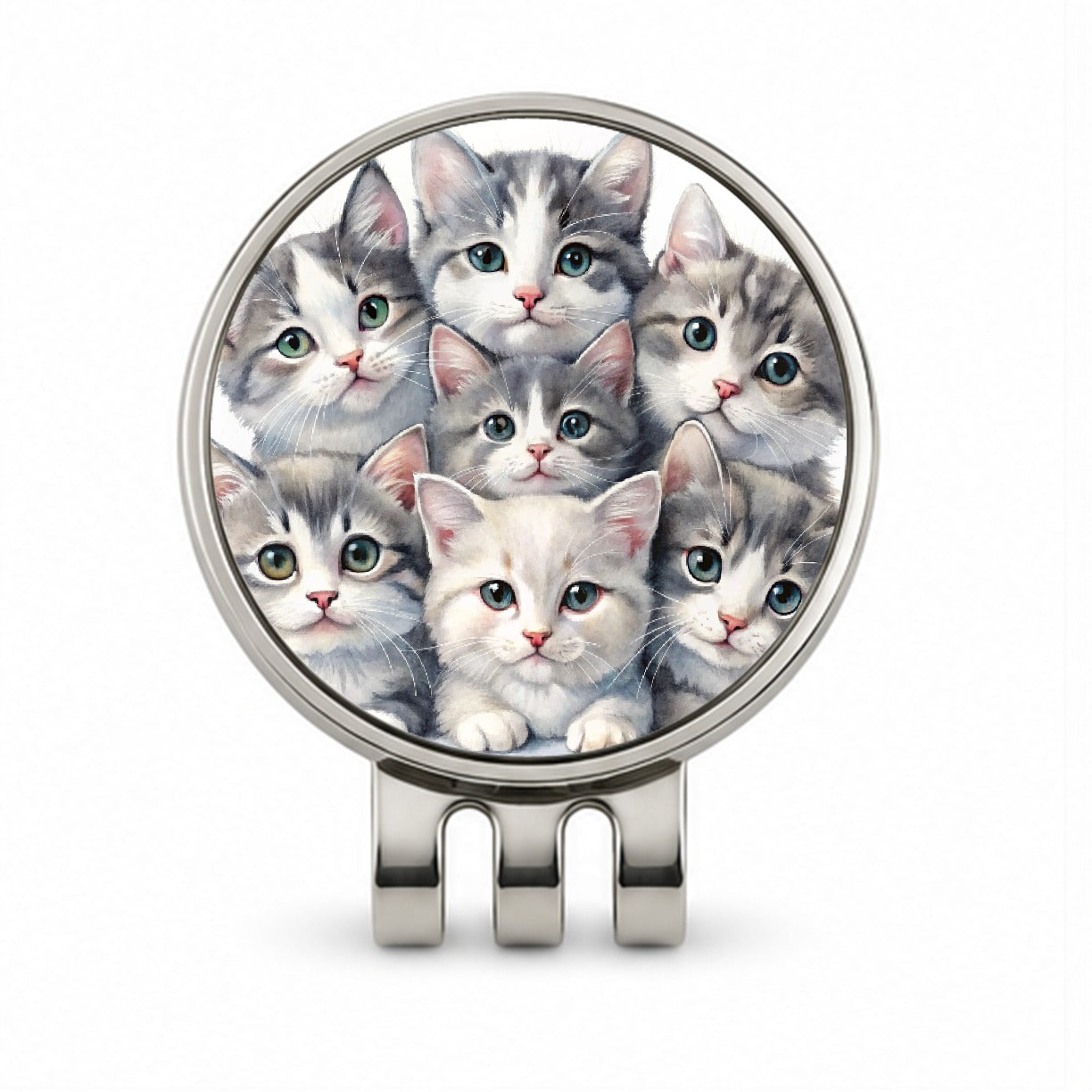 Sweet Gray And White Cats Golf Hat Clip with Ball Marker