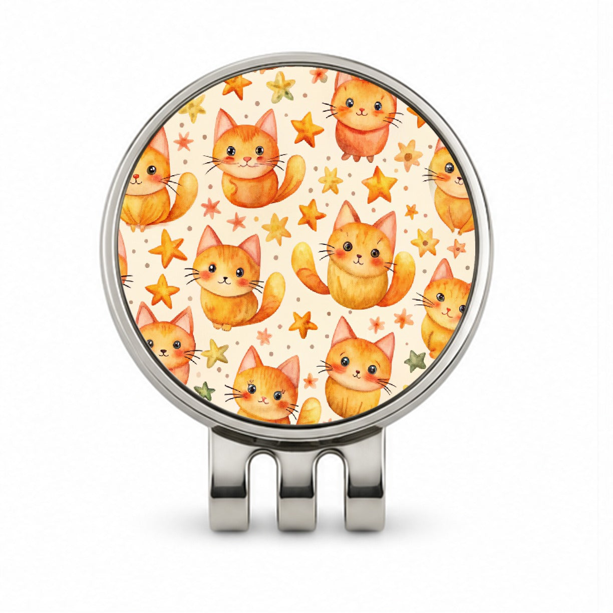 Sweet Orange Cats Yellow Stars Golf Hat Clip with Ball Marker
