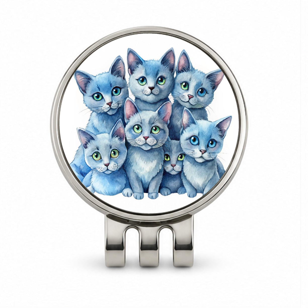 Sweet Russian Blue Cats Golf Hat Clip with Ball Marker