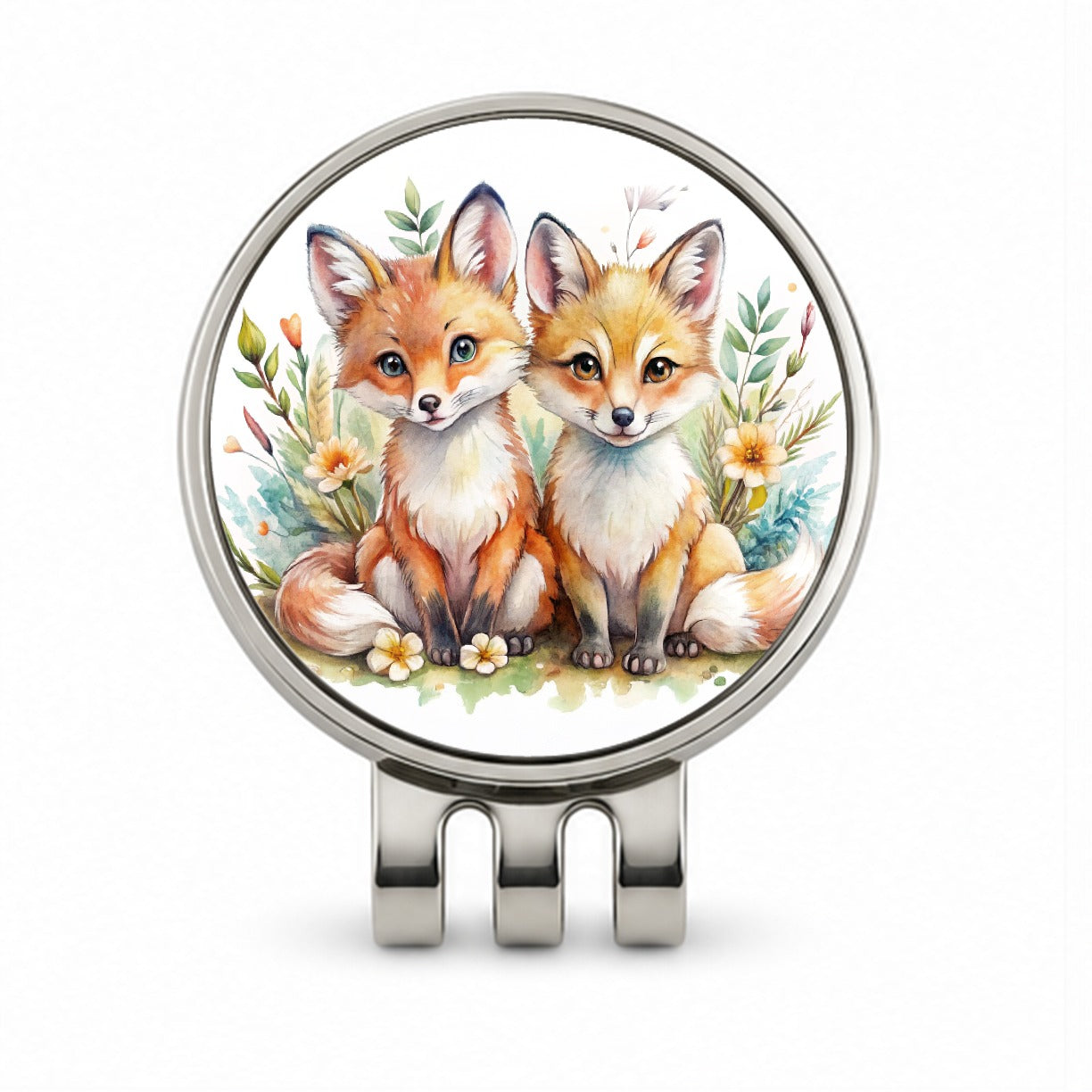Two Sweet Foxes Golf Hat Clip with Ball Marker