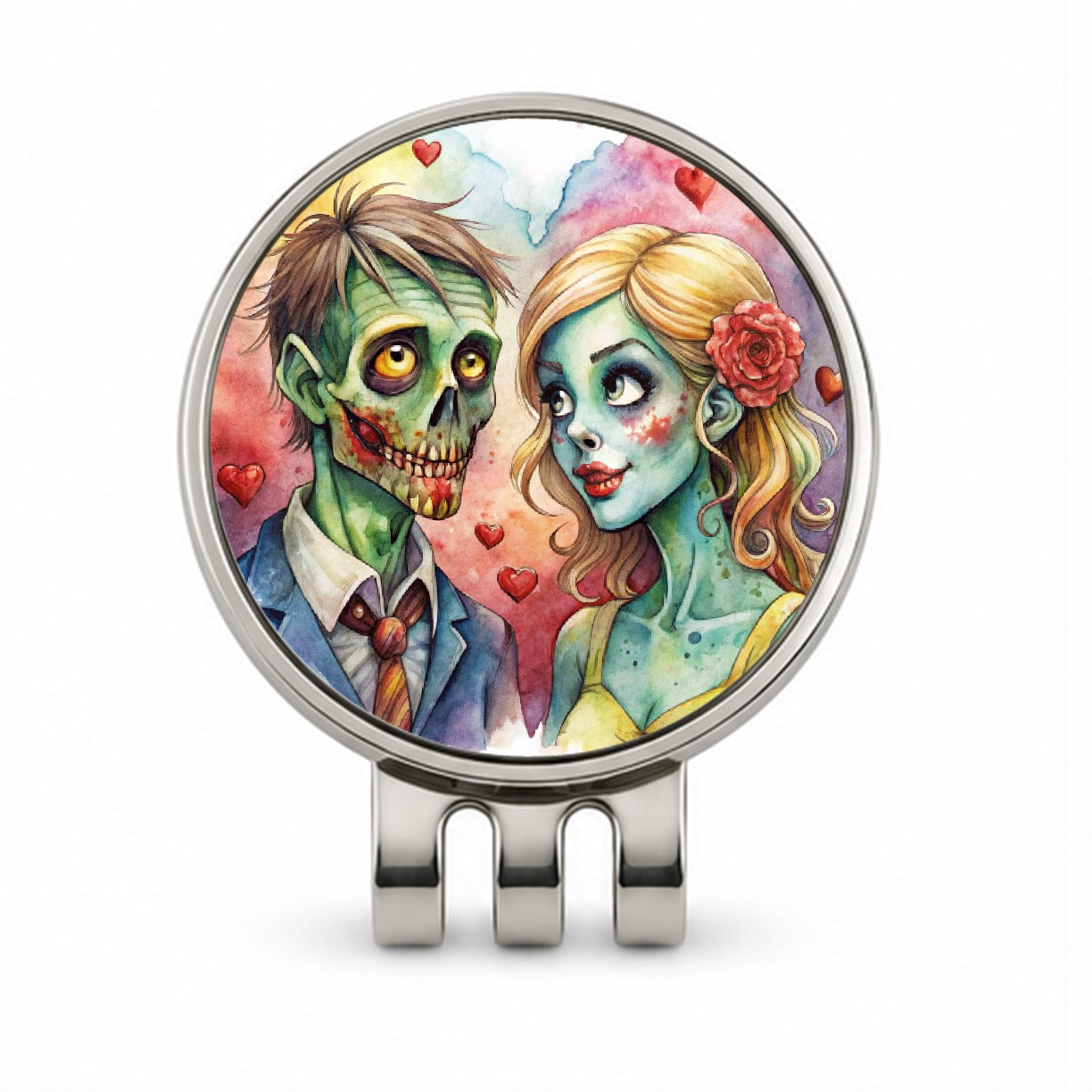 Zombies In Love Valentine's Day Halloween Golf Hat Clip with Ball Marker
