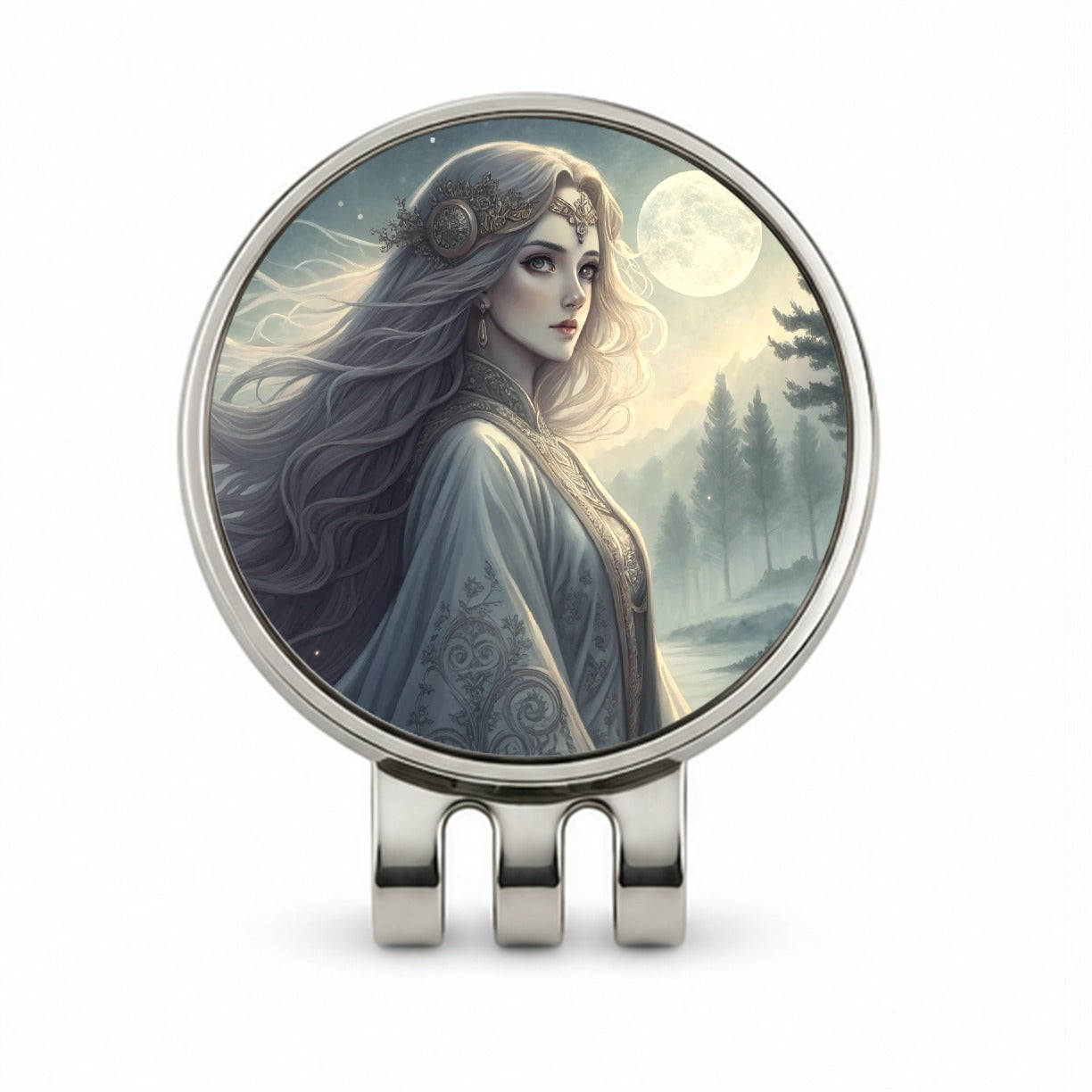 Anime Style Fantasy Princess Elf White Scene Golf Hat Clip with Ball Marker