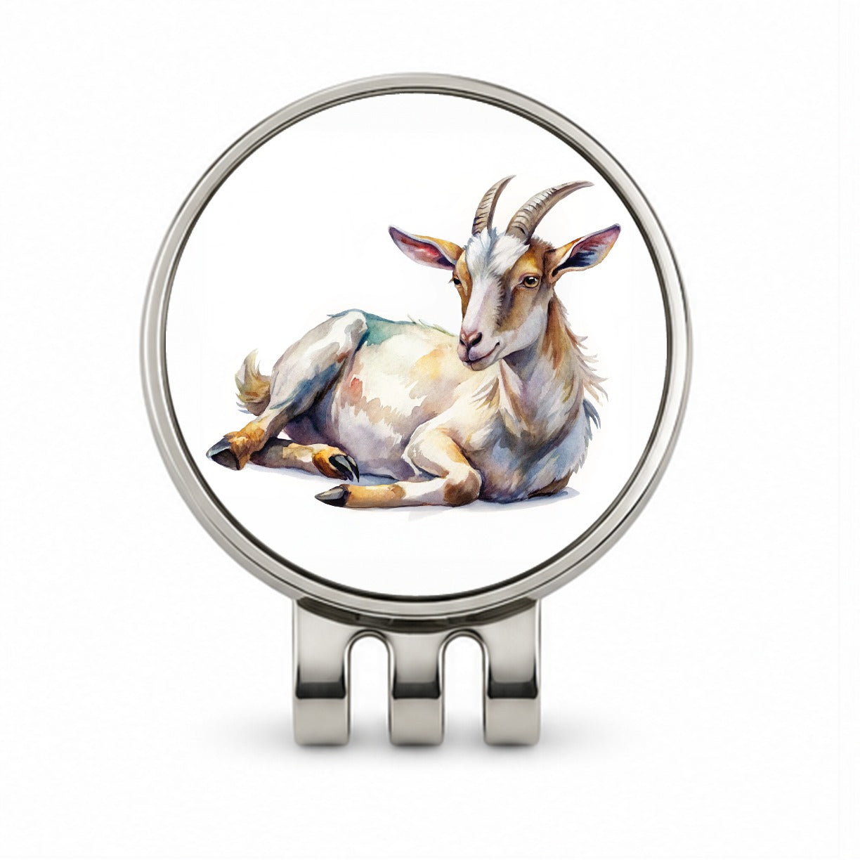Fainting Goat Lying On Its Side Watercolor Golf Hat Clip with Ball Marker