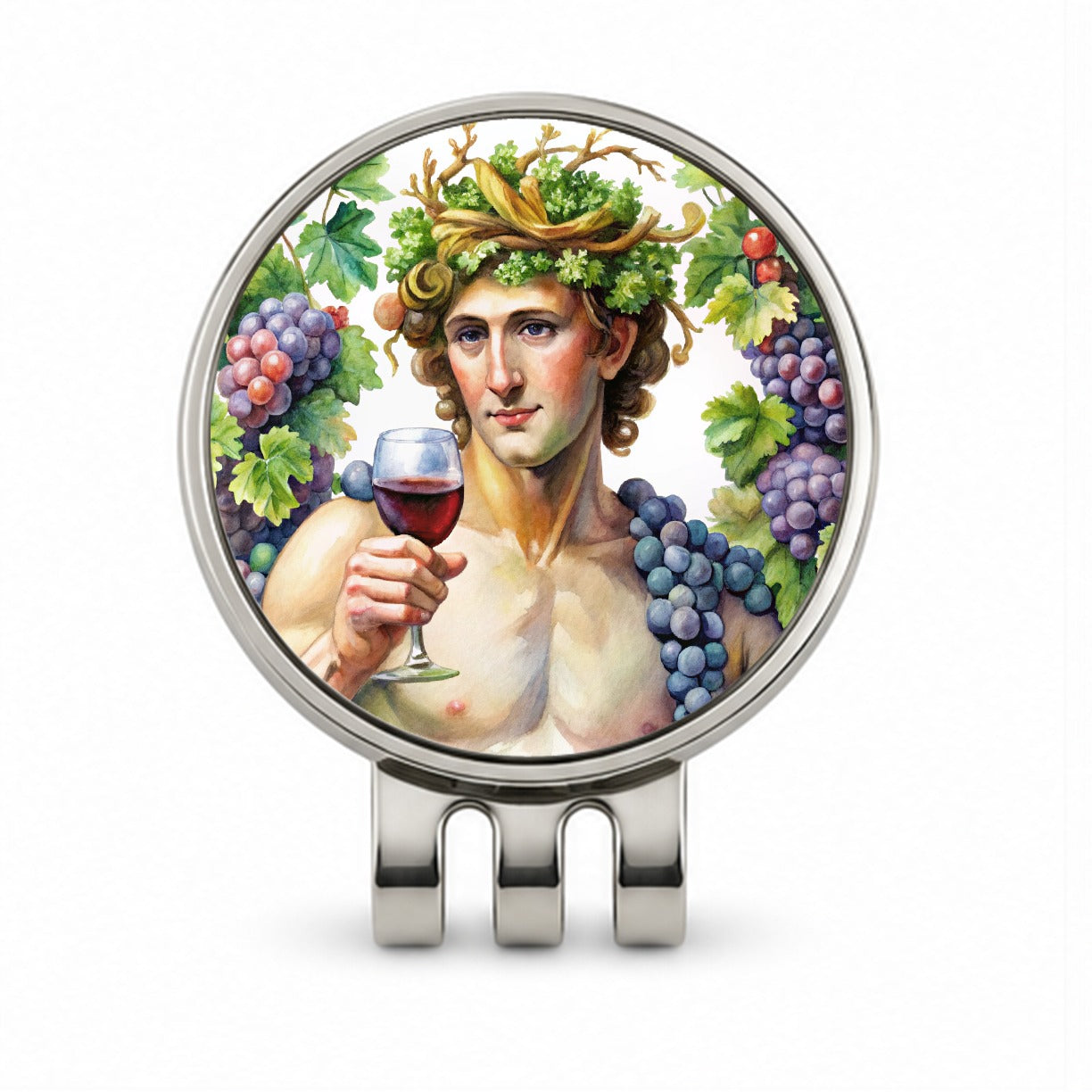 Greek God Bacchus With Wine And Grapes Golf Hat Clip with Ball Marker
